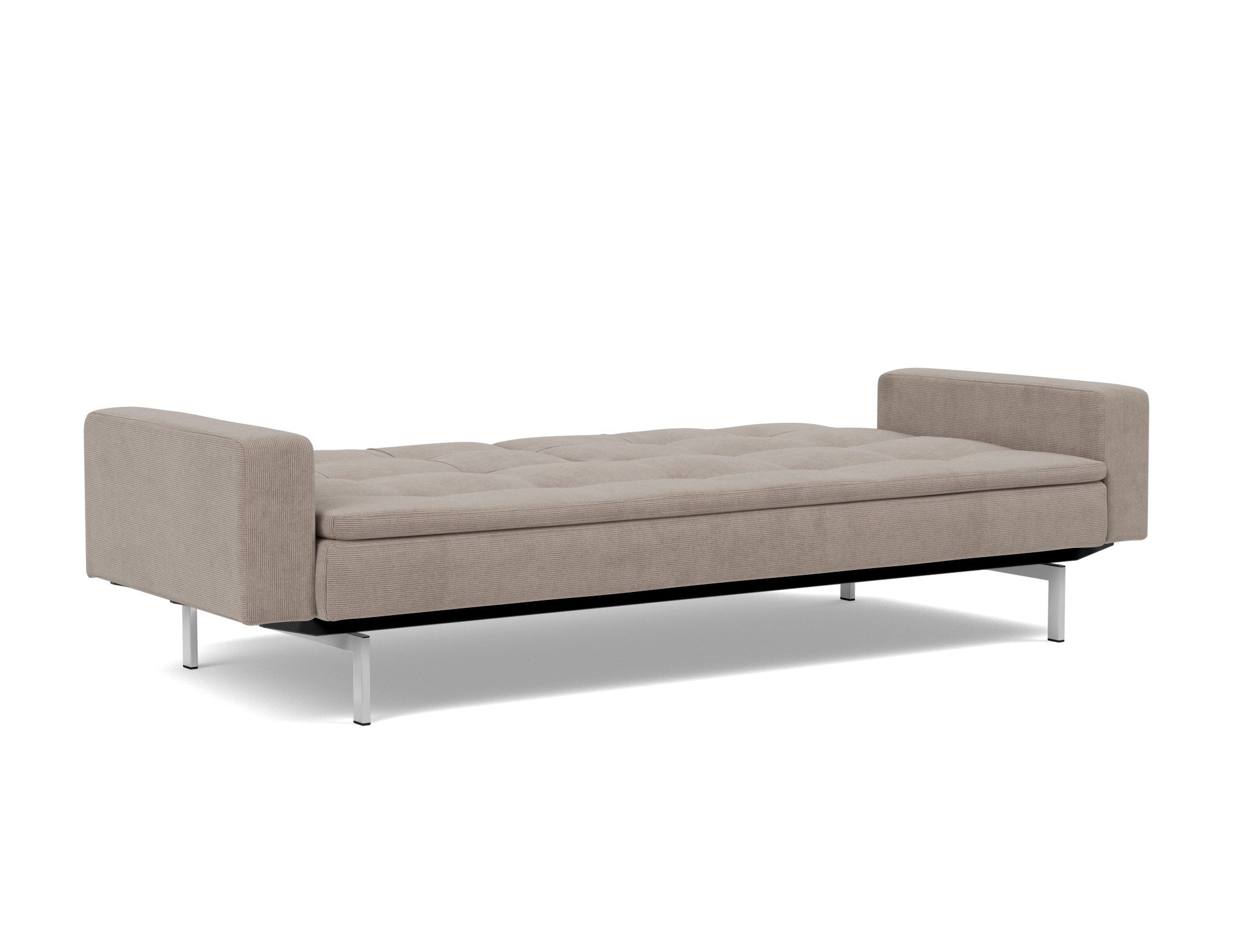 Schlafsofa Dublexo mit Armlehnen Kord Cordufine 318-Beige Beine Chrom