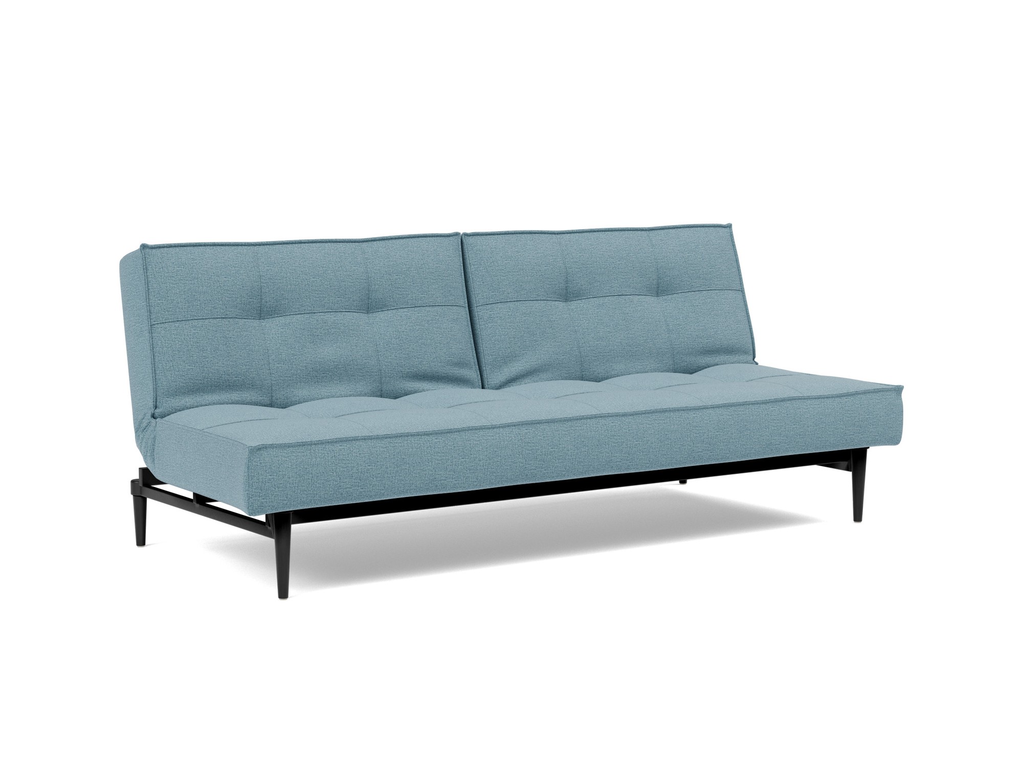 Schlafsofa Splitback Flachgewebe Mixed Dance 525-Light-Blue Beine Styletto Eiche schwarz