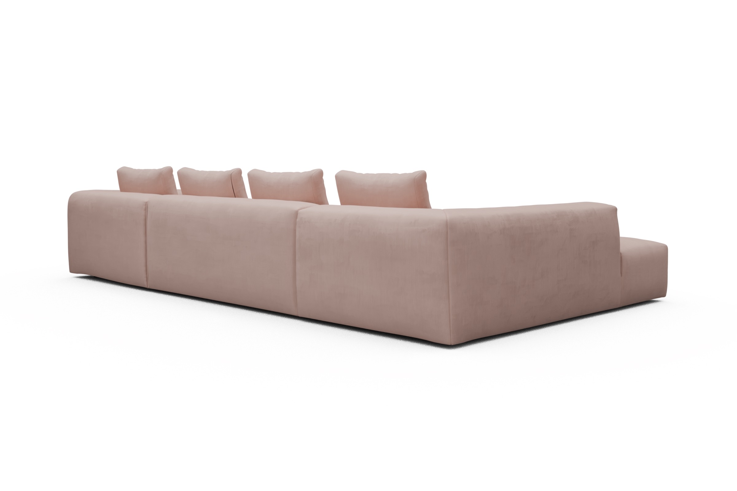 Wohnlandschaft Fred Relax-Ecke links mit 2-Sitzer und Chaiselongue rechts Cordufine-Blush