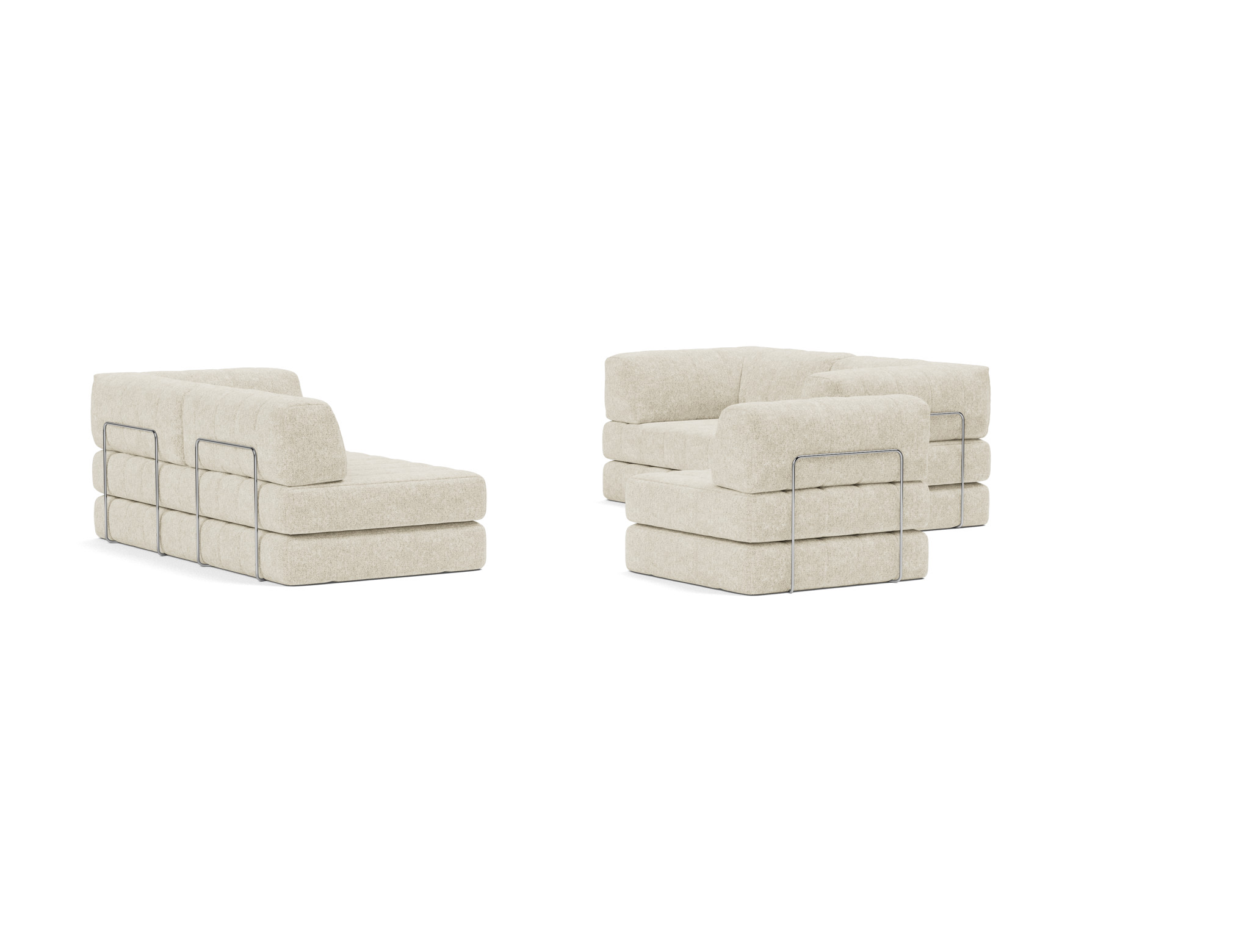 Eck-Schlafsofa CozyPad mit Armlehnen Strukturierter Stoff Taura 357-Off-White