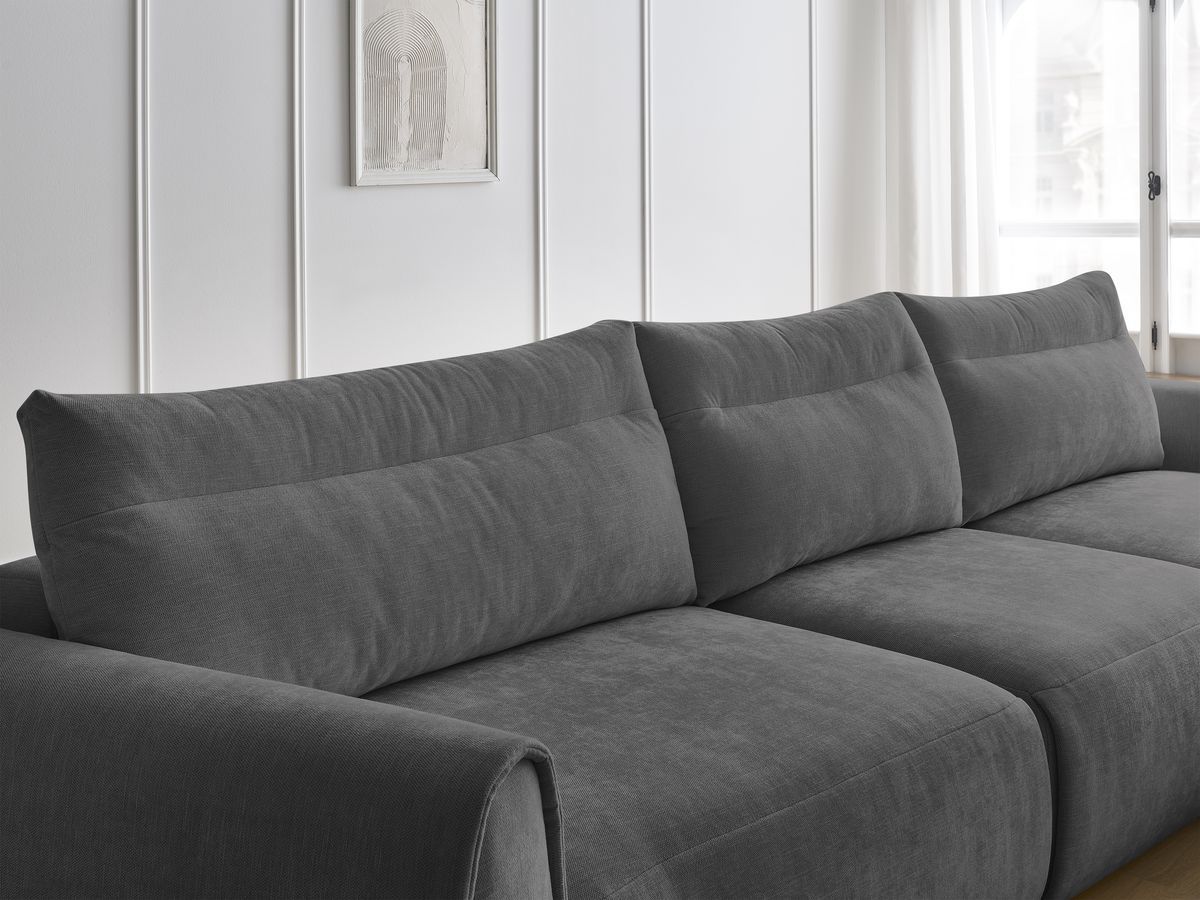 Bobochic Aden Ecksofa 386 × 152 cm Stoff Dunkelgrau Ecke rechts