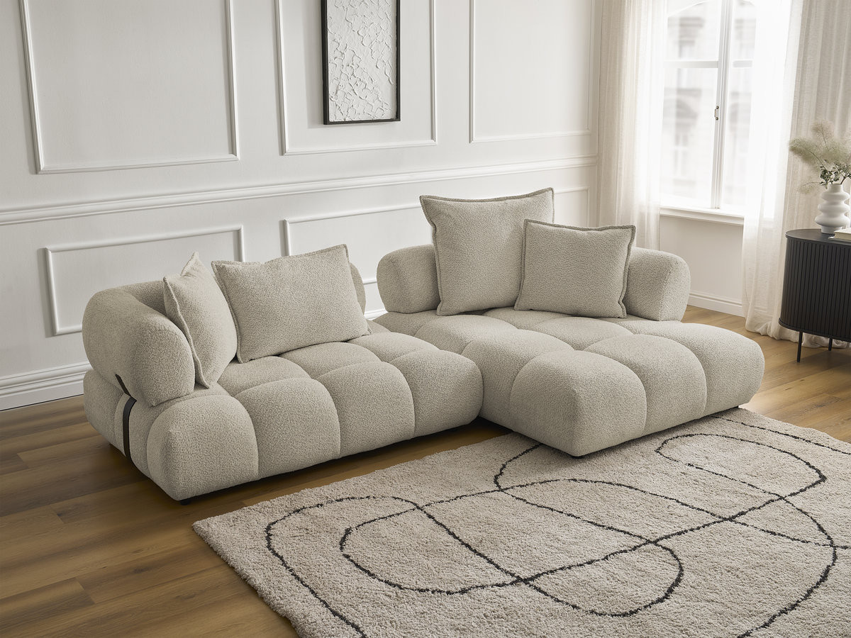 Bobochic Alya Ecksofa Bouclé-Stoff Beige Ecke rechts