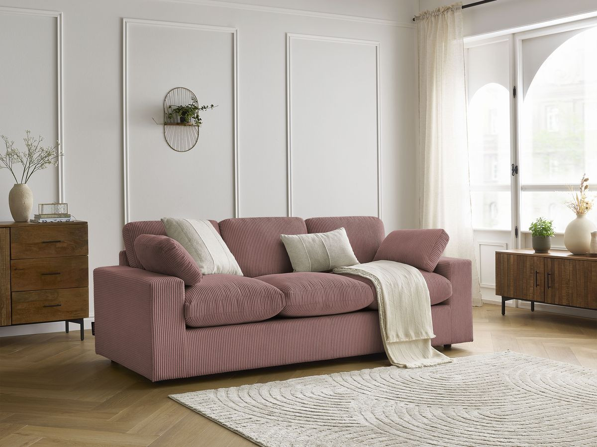 Bobochic Belair Sofa 3-Sitzer 220 × 93 cm Cordsamt Rosa