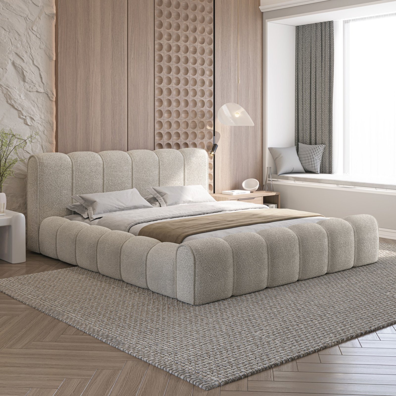 Polsterbett Belio Boucle 180x200 mit Metallrahmen Quelle 01