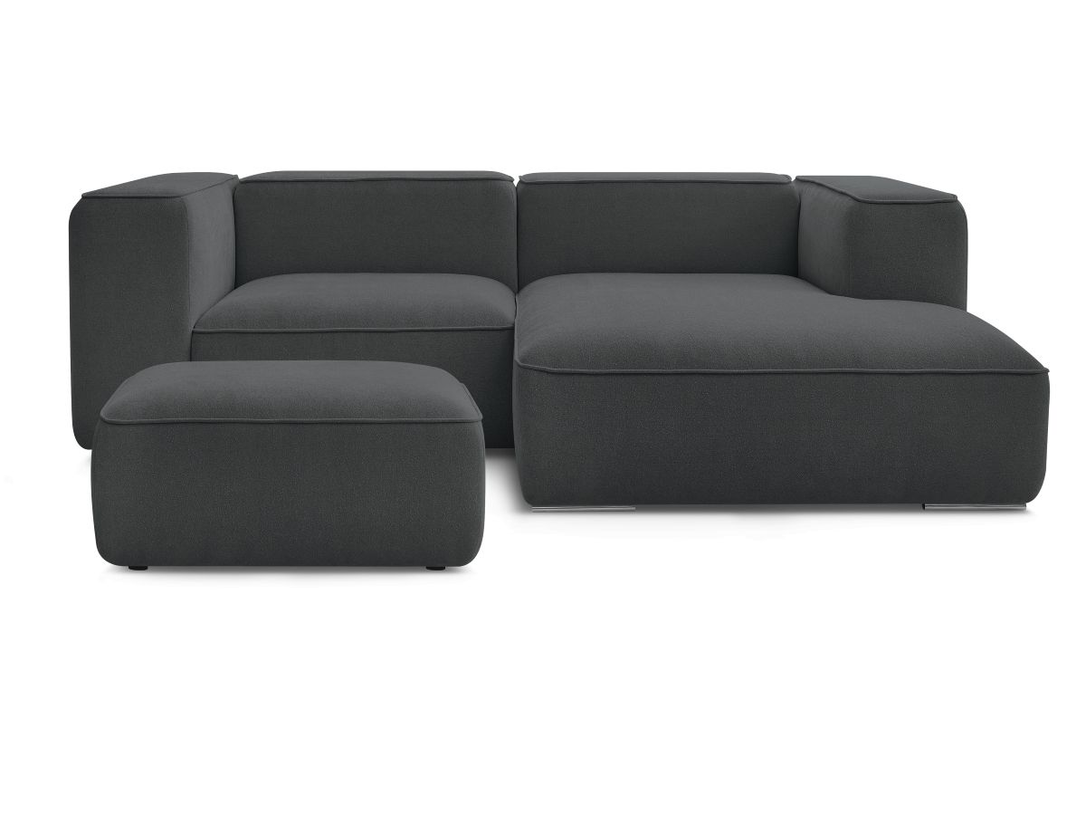 Bobochic Zephyr Ecksofa mit Pouf 260 × 165 cm Strukturstoff Dunkelgrau Ecke rechts