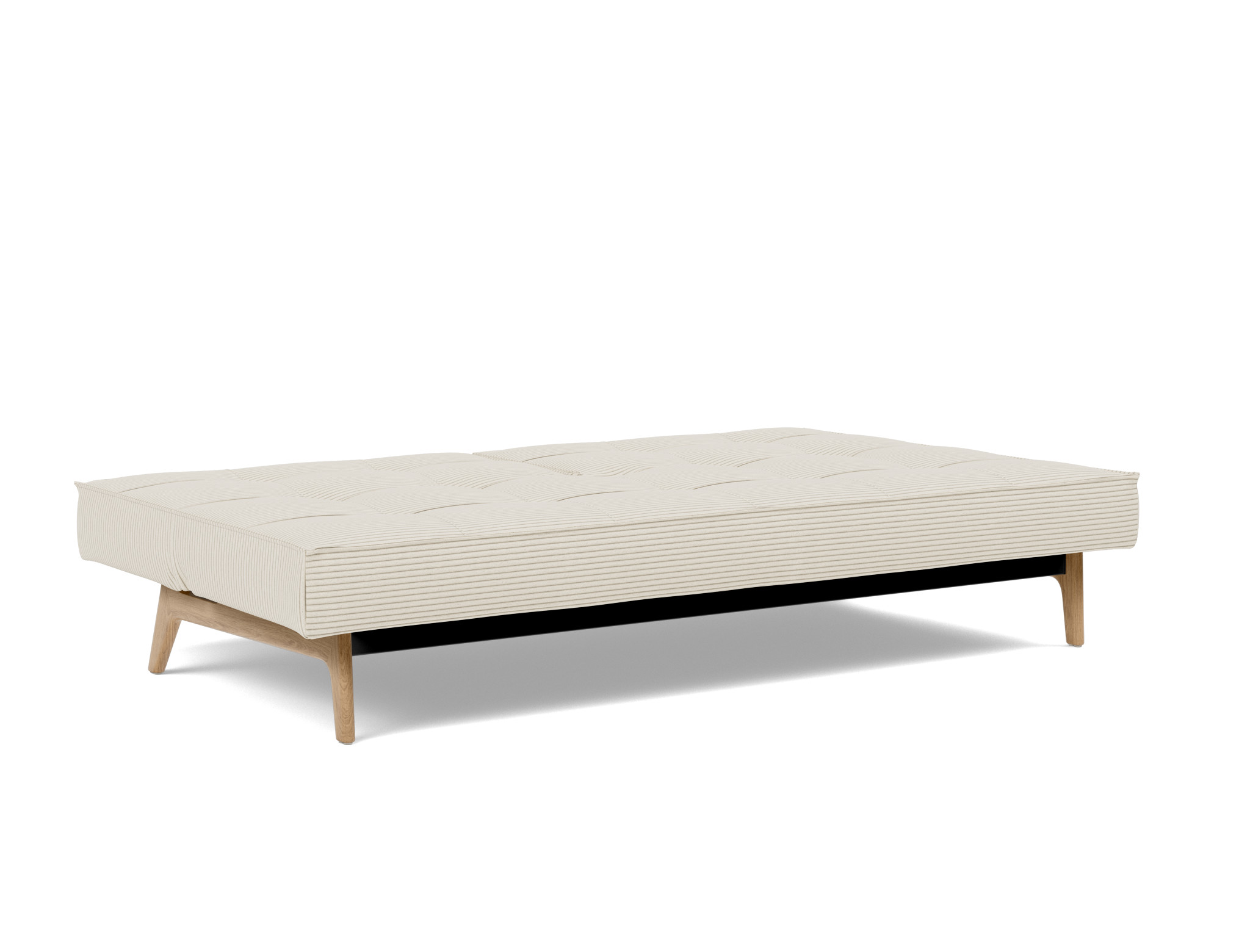 Schlafsofa Splitback Kord Corduroy 594-Ivory Beine Eiche