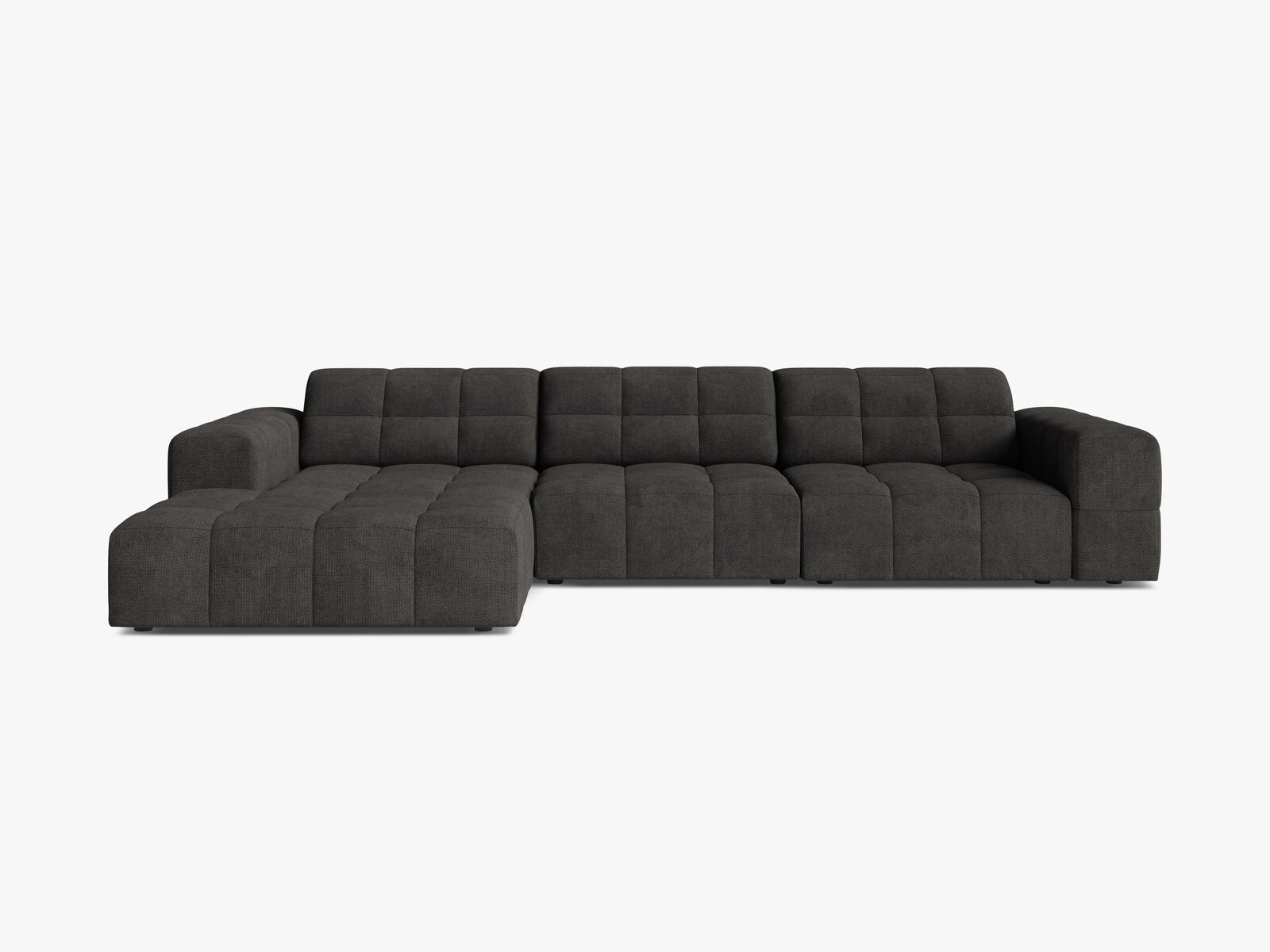 Micadoni Ecksofa Jennifer 4-Sitzer Chenille Eden Dunkelgrau Links