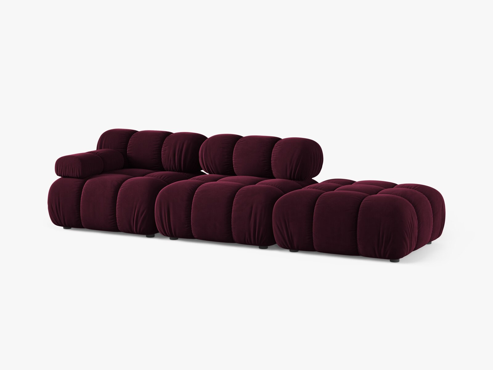 Micadoni Modulares Sofa Bellis 4-Sitzer Rechts Samt Venus Burgunder