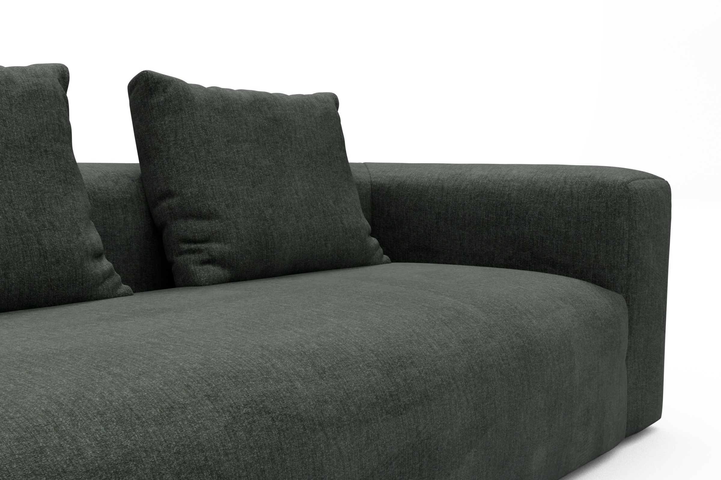 Wohnlandschaft Fred mit 2-Sitzer und Chaiselongue beidseitig Aivi-Pine-Green