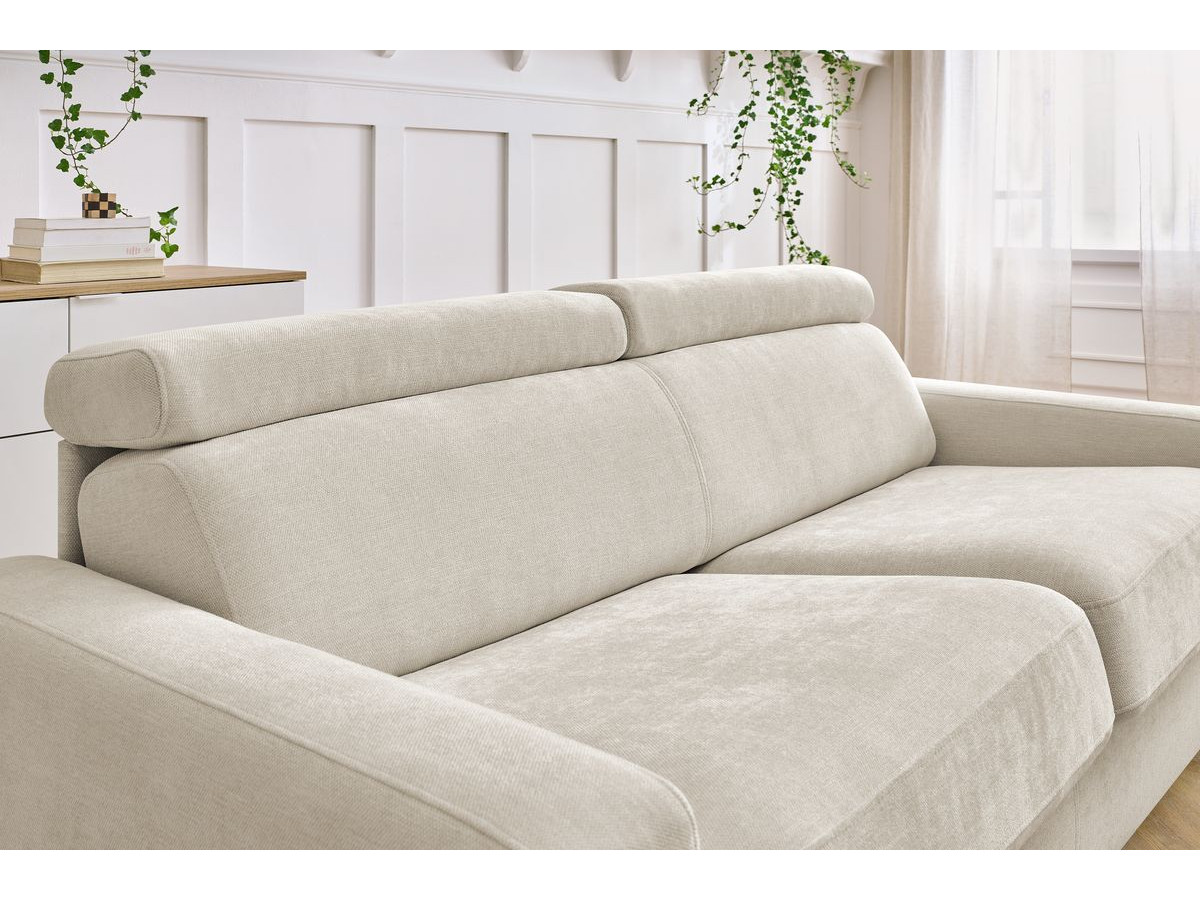 Bobochic Monaco Schlafsofa 3-Sitzer Stoff Beige, Liegefläche 140 × 190 cm