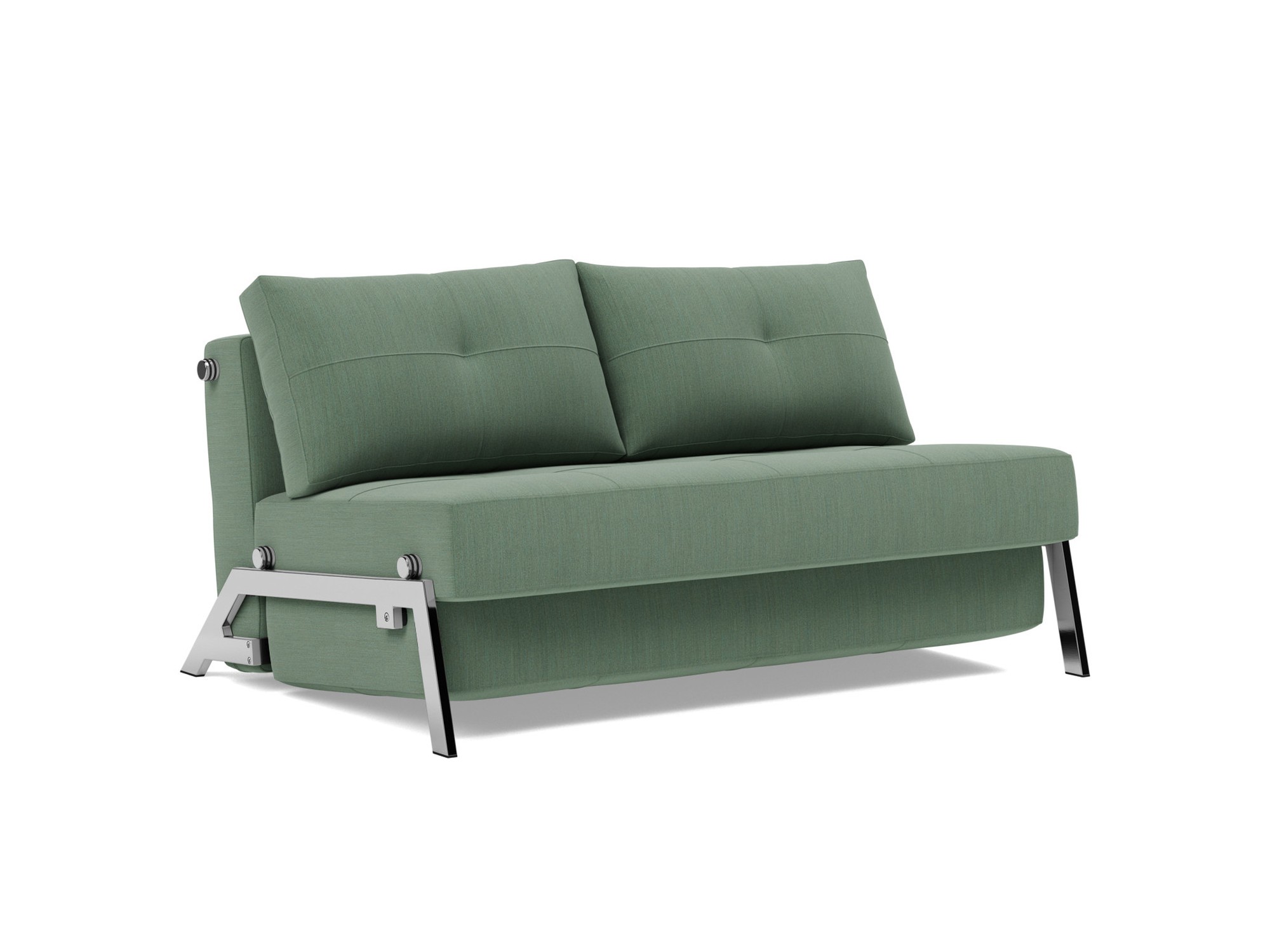 Schlafsofa Cubed 140 Flachgewebe Elegance 518-Green Beine Chrom