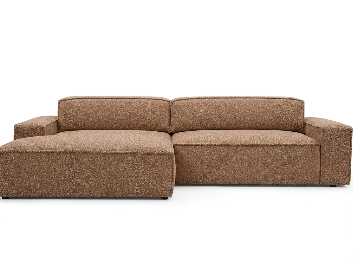 Bobochic Abel Ecksofa mit Schlaffunktion Melange-Stoff Orange Ecke links