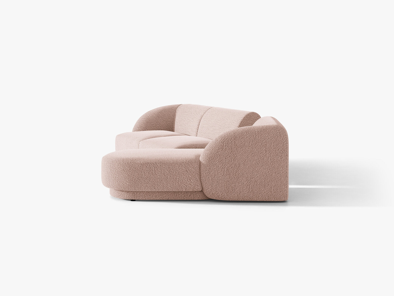 Micadoni Modulares Sofa Miley mit Recamiere 3-Sitzer Rechts Boucle Baloo Puderrosa