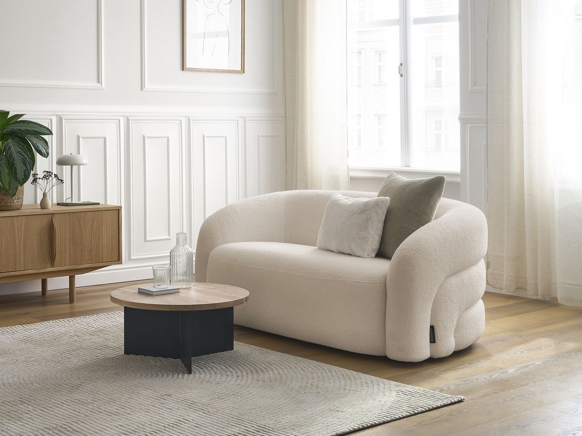 Bobochic Elina Sofa 2-Sitzer Bouclé-Stoff Beige