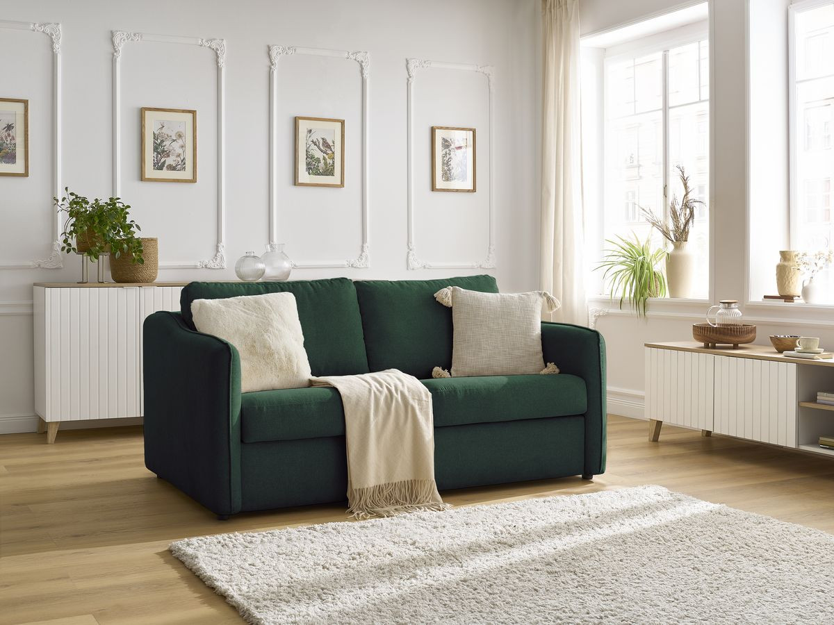 Bobochic Lenny Schlafsofa 3-Sitzer Stoff Grün