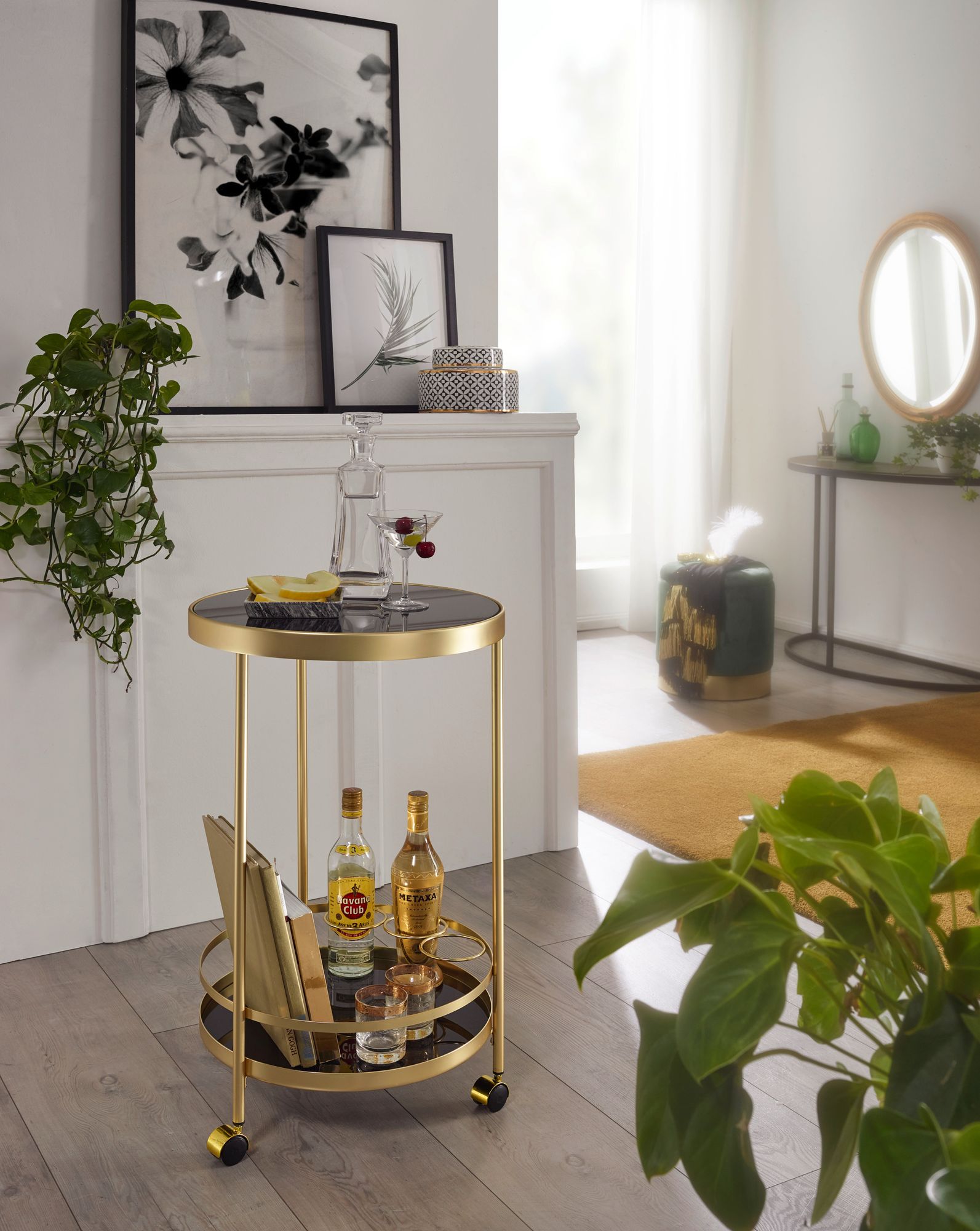 Servierwagen Roslev Metall Gold Ø 45 cm