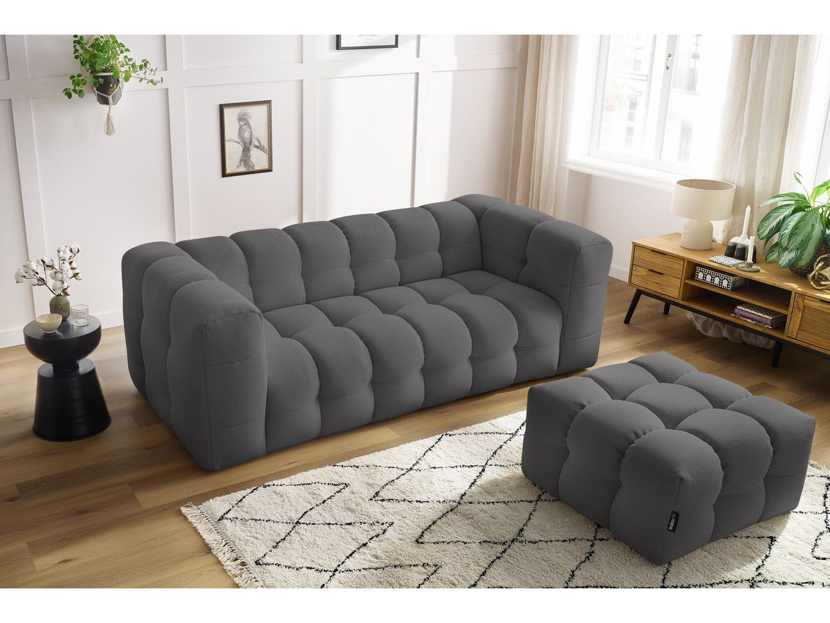 Bobochic Cloud Sofa 4-Sitzer mit Pouf Stoff Dunkelgrau