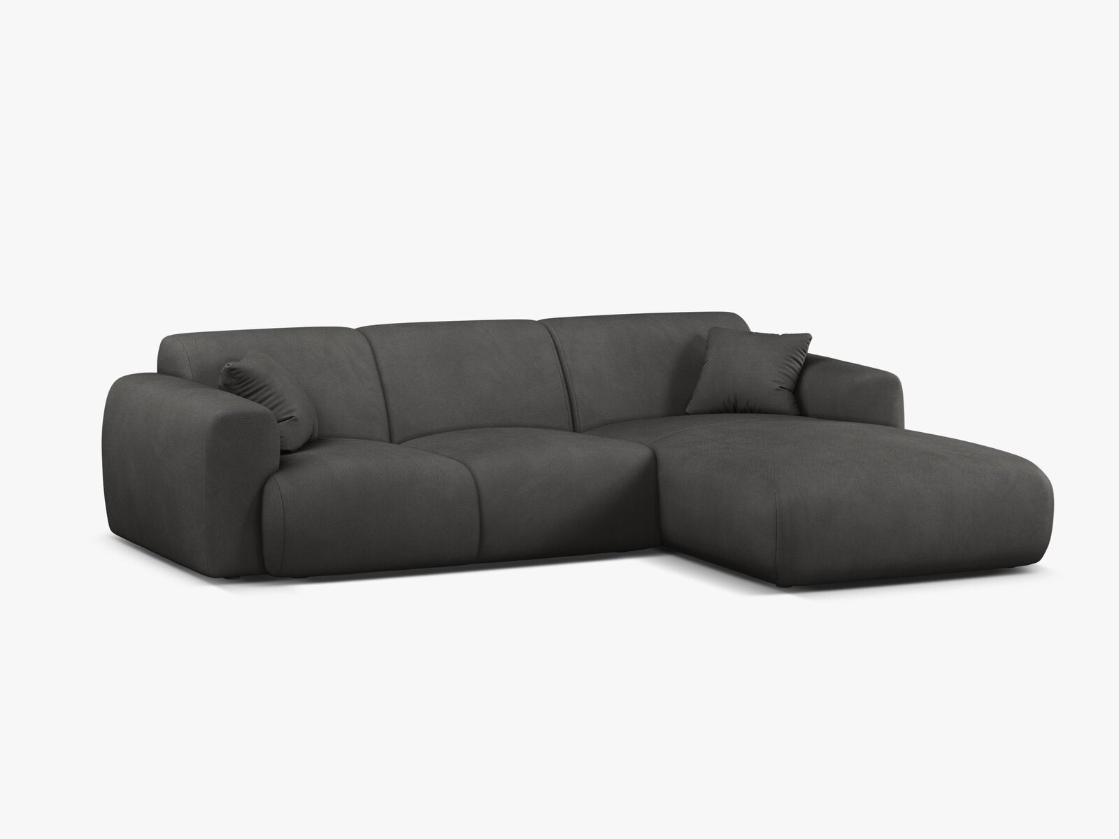 Micadoni Ecksofa Molino 4-Sitzer Rechts Strukturierter Stoff Rebel Dunkelgrau