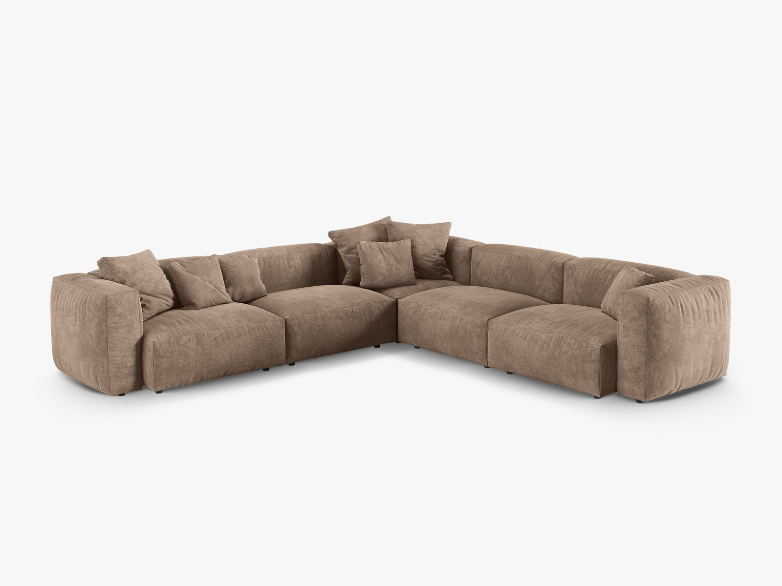 Micadoni modulares symmetrisches Ecksofa XL Martina 5-Sitzer 90cm Sitztiefe Samt Vogue Dunkelbeige