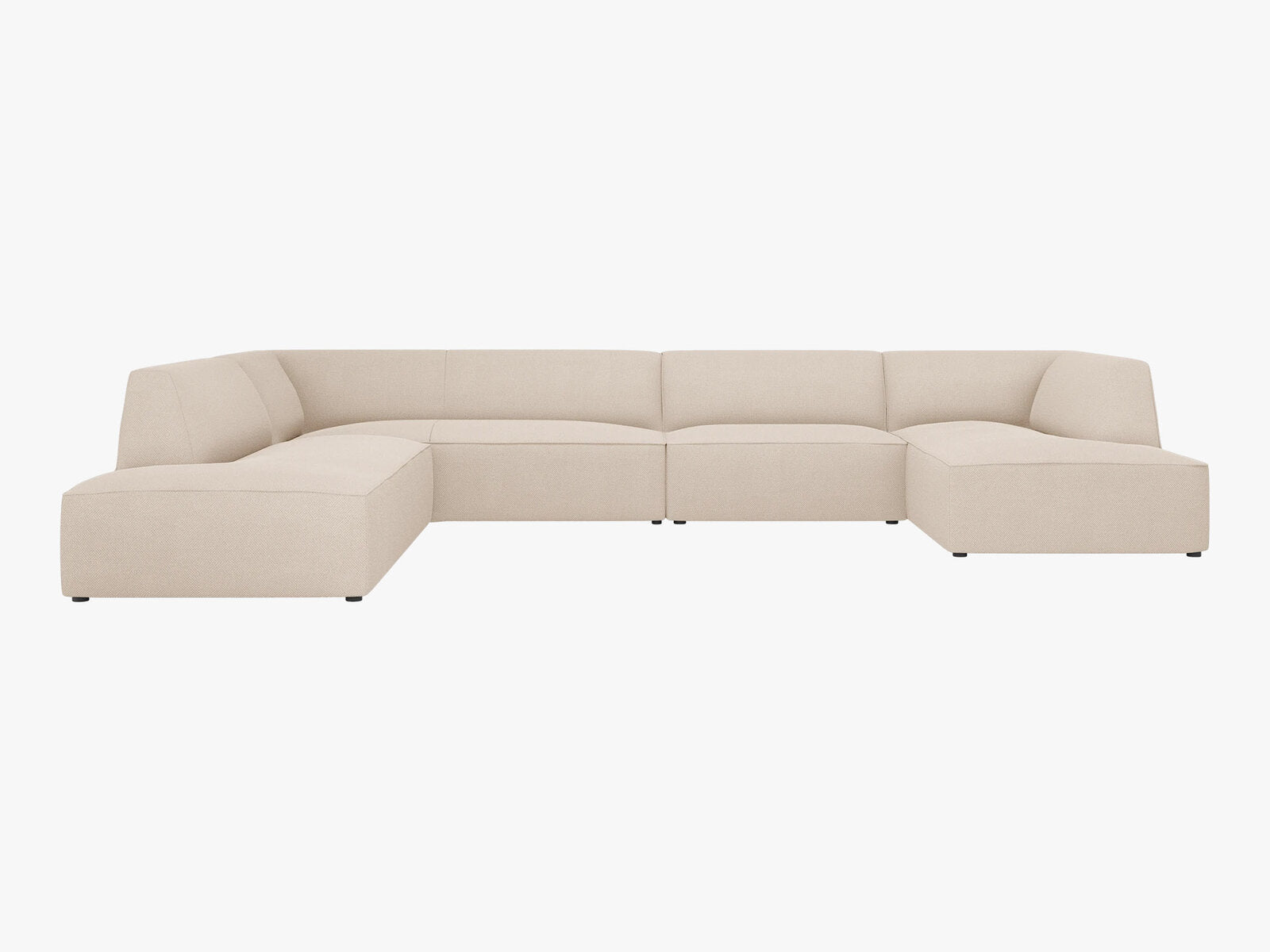 Micadoni Panorama-Ecksofa Ruby 7-Sitzer Links Strukturierter Stoff Ottawa Beige