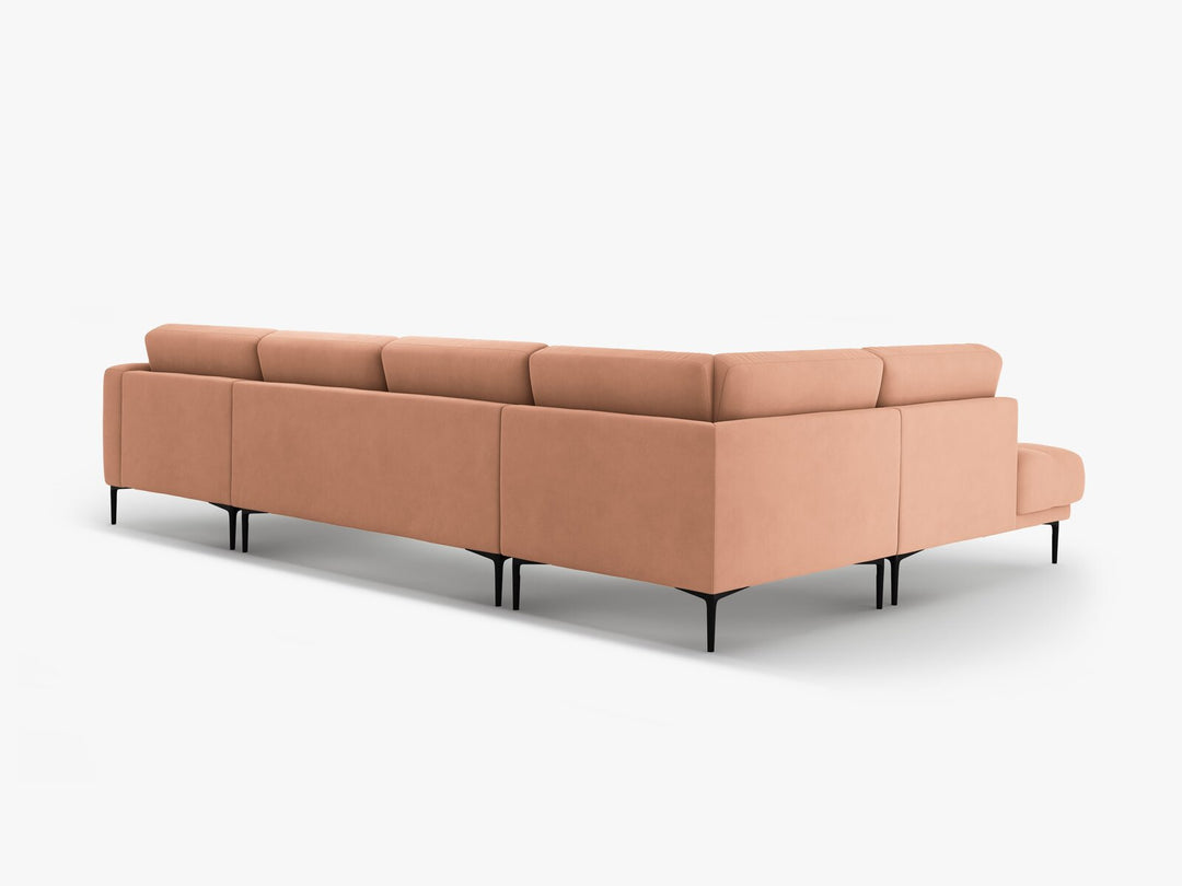 Micadoni Panorama Ecksofa Bemy 7-Sitzer Links Samt Rosa