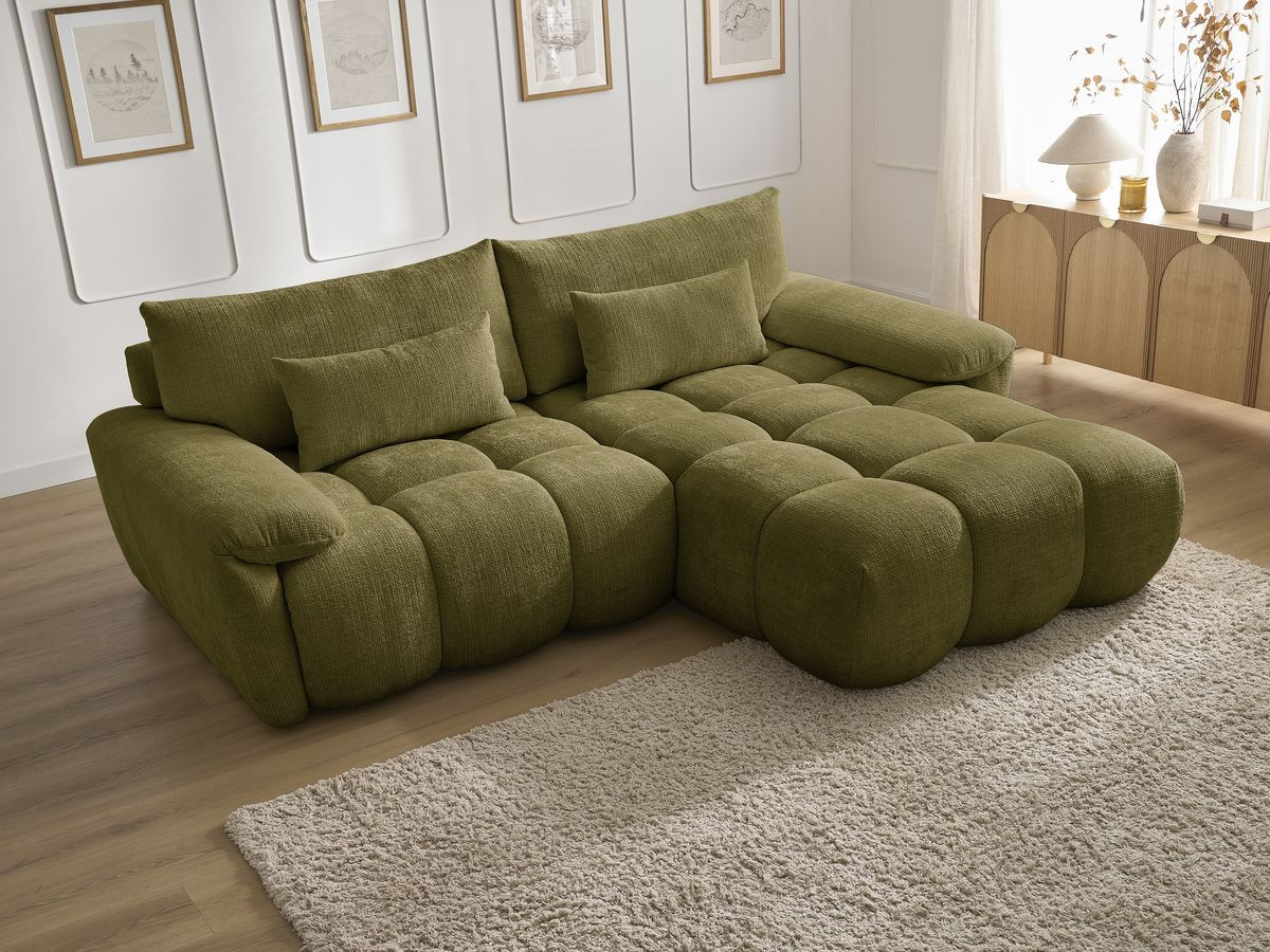 Bobochic Ivane Ecksofa Strukturstoff Grün Ecke rechts