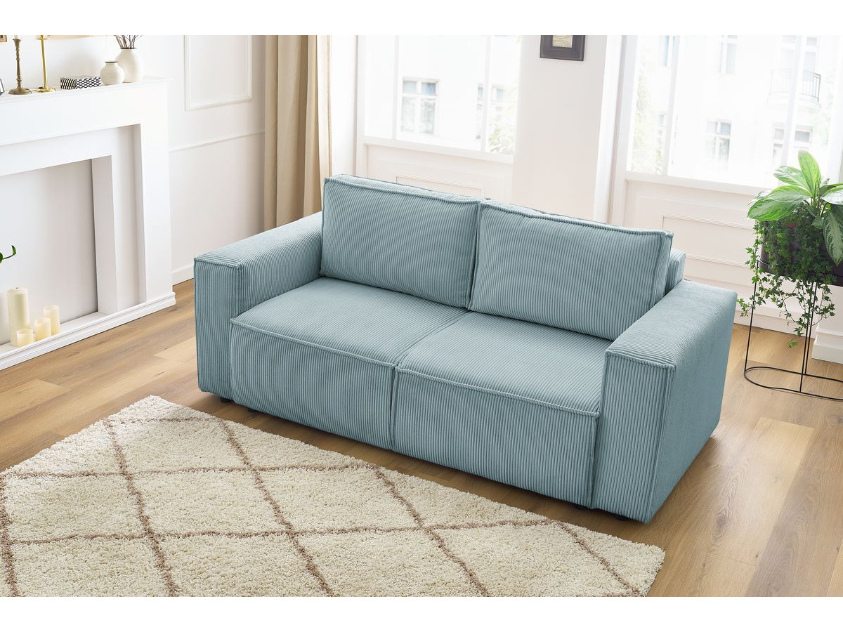 Bobochic Nihad Sofa 2-Sitzer Cordsamt Hellblau