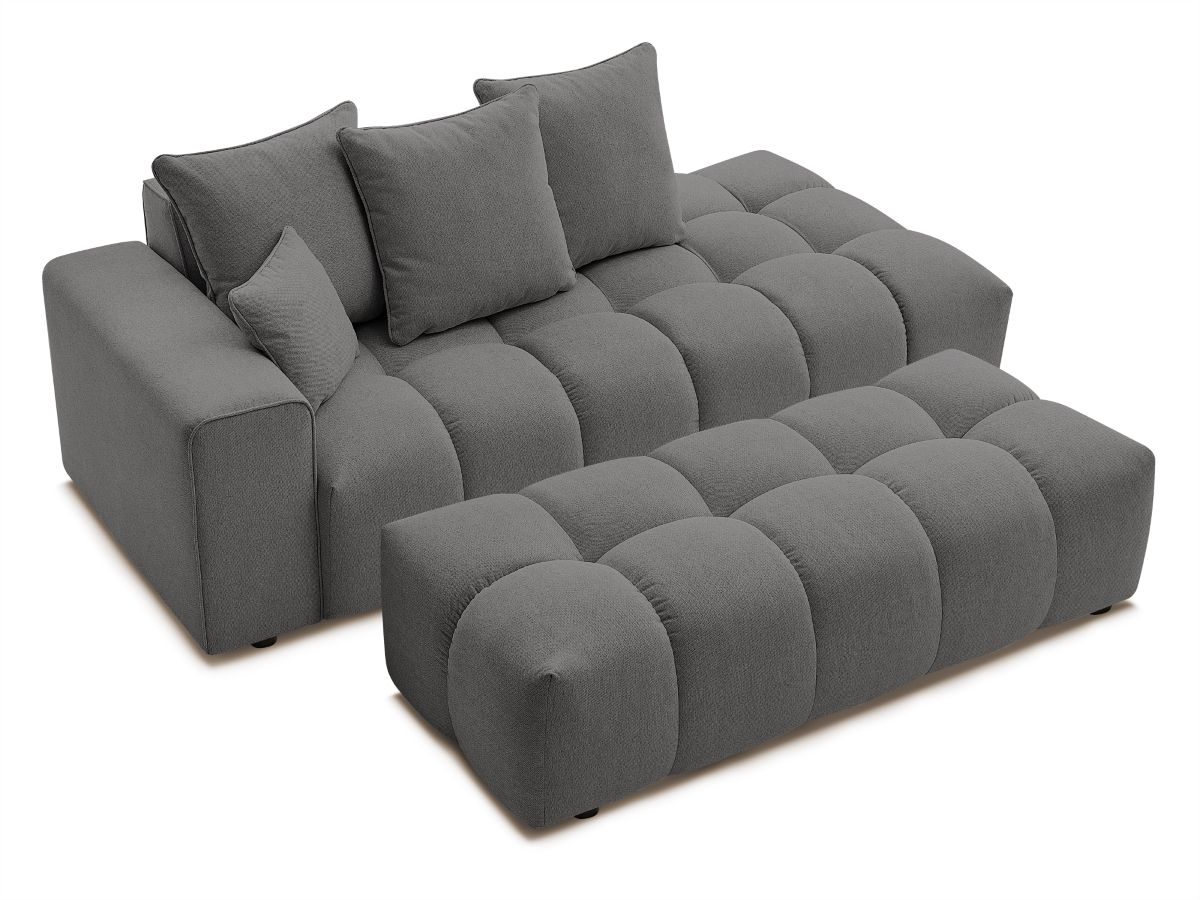 Bobochic Mont-blanc Sofa 5-Sitzer mit Pouf Melange-Stoff Dunkelgrau Armlehne links