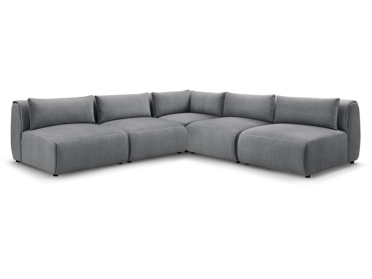 Bobochic Jeanne Ecksofa 299 × 299 cm Samt Dunkelgrau