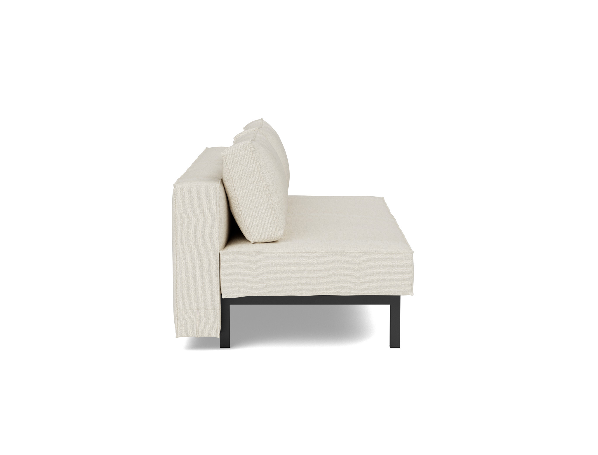 Schlafsofa Sly Boucle Skandi 531-Off-White Beine Schwarzes Metall