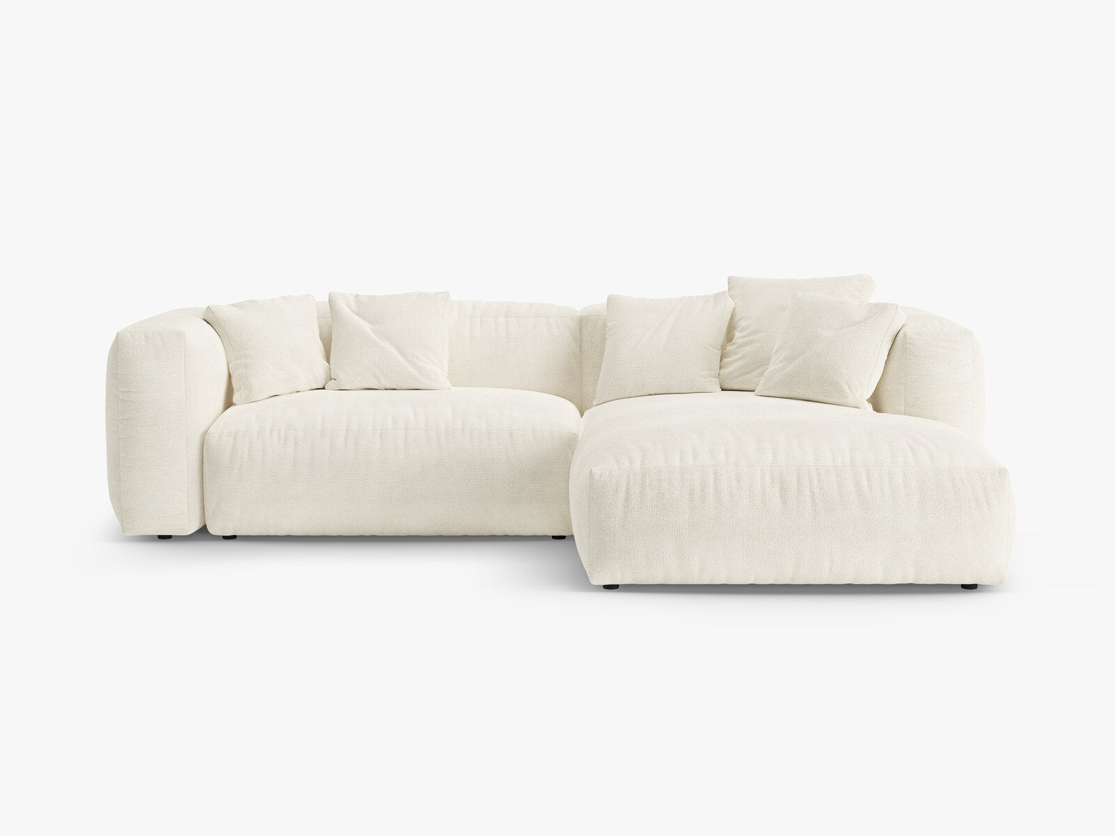 Micadoni Martina Ecksofa 4-Sitzer mit Schlaffunktion Rechts Boucle Monet Elfenbein