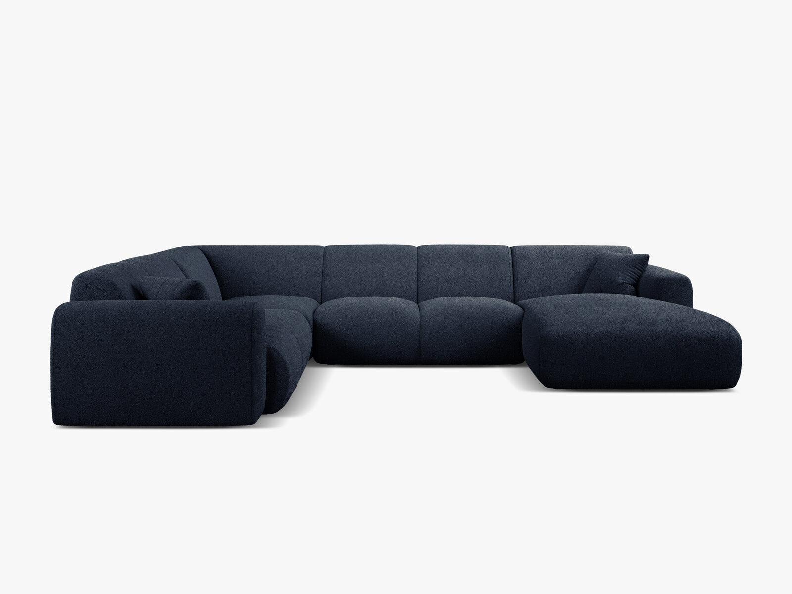 Micadoni Molino Panoramasofa 6-Sitzer Links Boucle Baloo Dunkelblau