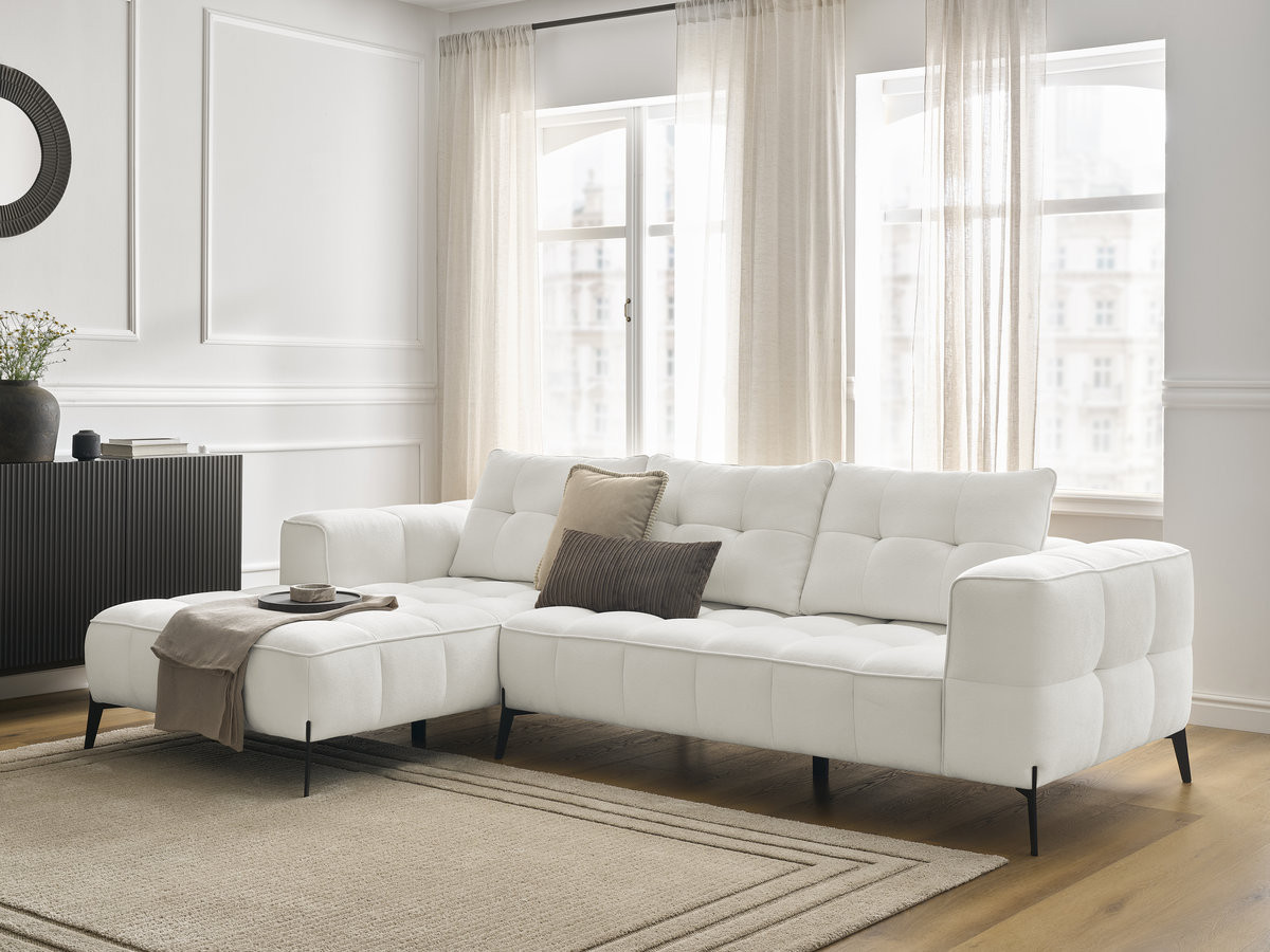 Bobochic Anis Ecksofa Strukturstoff Weiß Ecke links