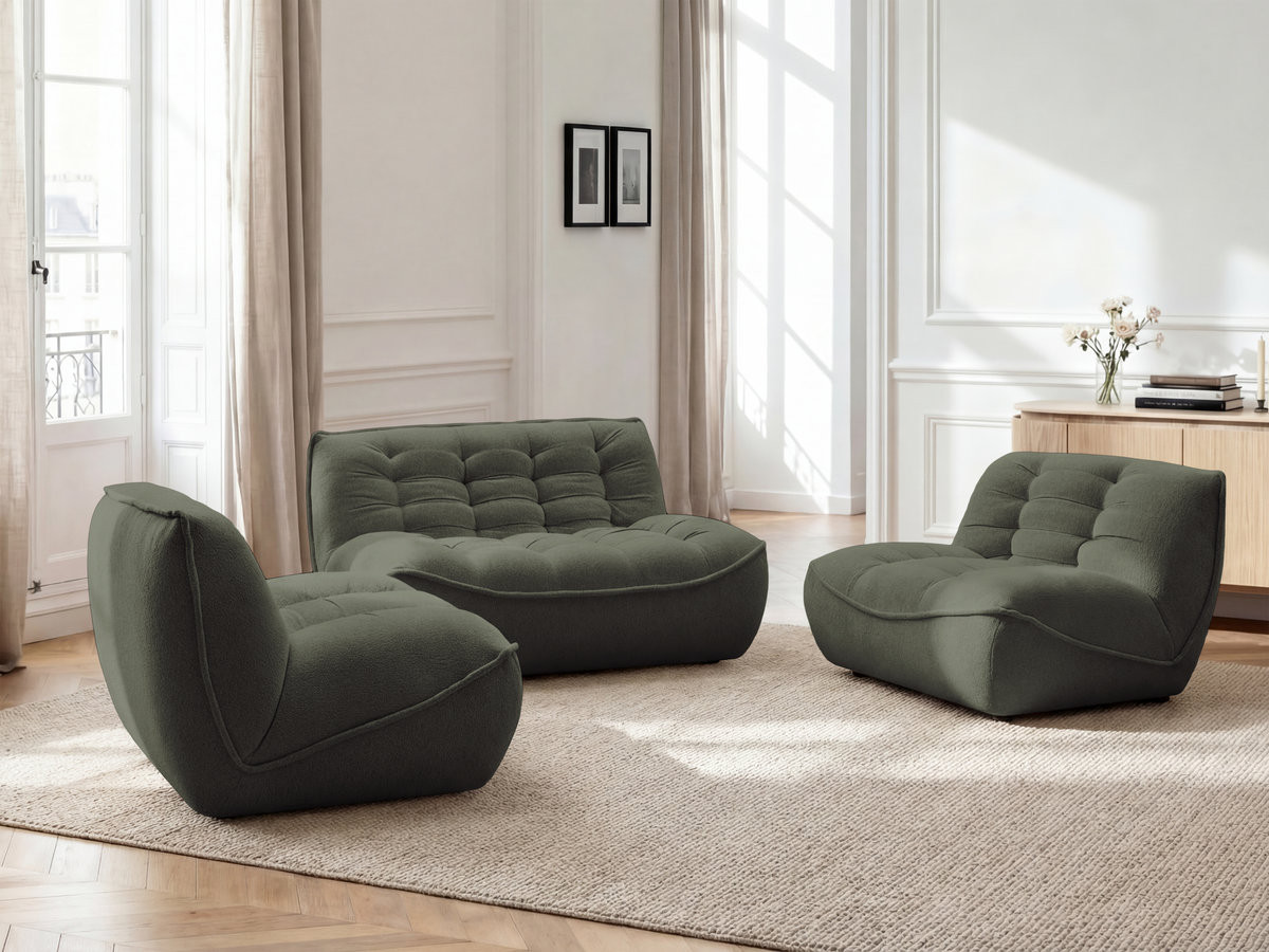 Bobochic Serena Sofa 4-Sitzer Melange-Stoff Grün