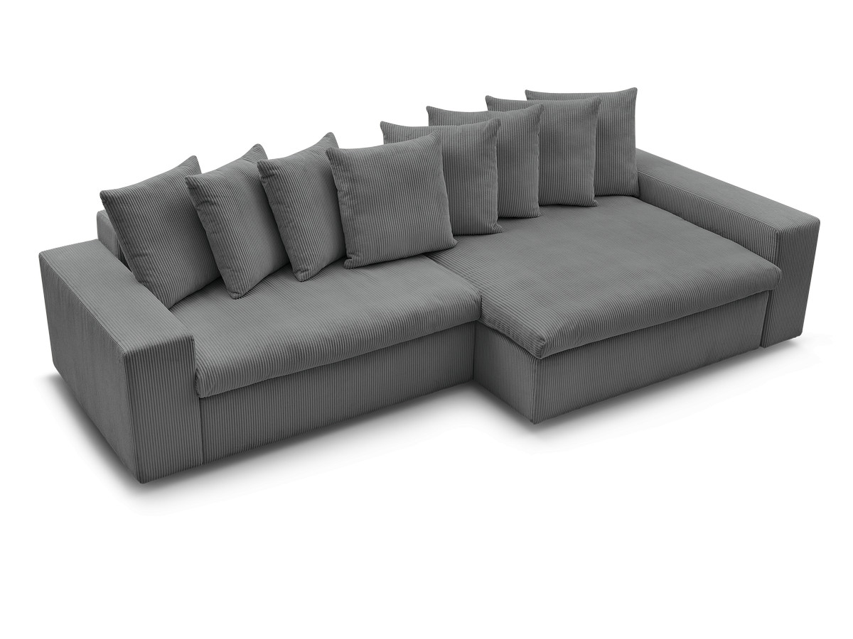 Bobochic Enore Ecksofa 330 × 157 cm Cordsamt Dunkelgrau Ecke rechts