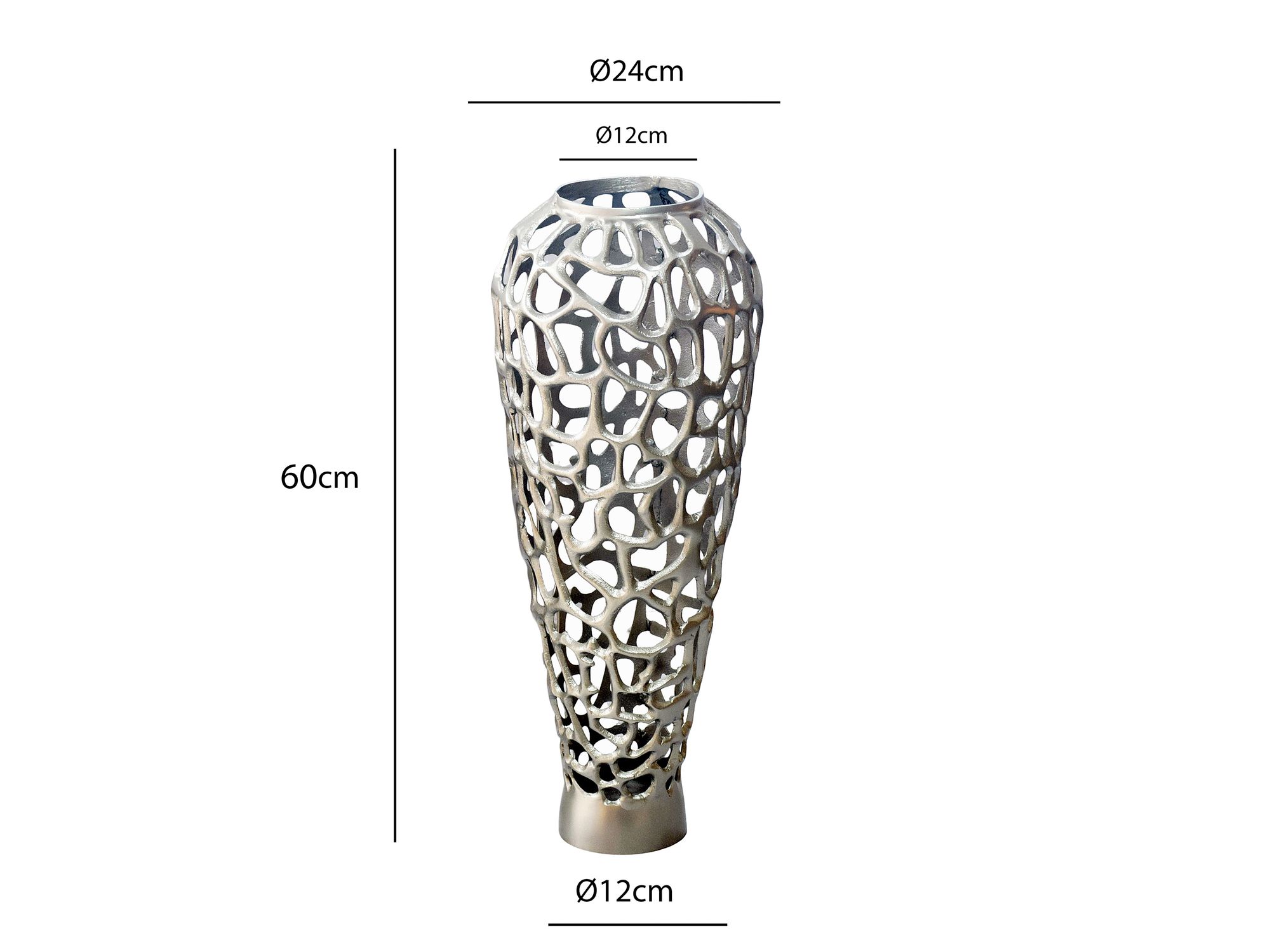 Bodenvase Arendal Aluminium Silber Ø 24 × H 60 cm