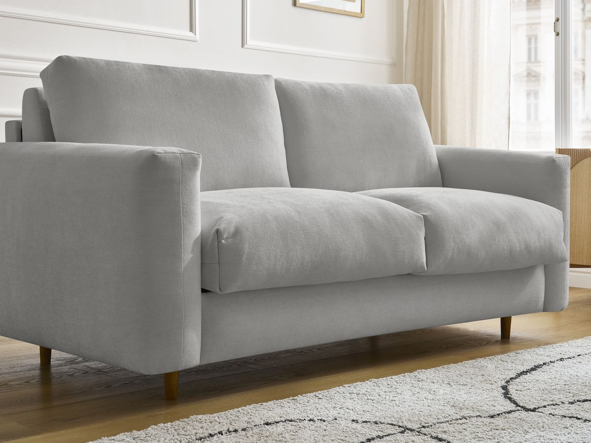 Bobochic Cocoone Schlafsofa 3-Sitzer Stoff Grau, Liegefläche 160 × 200 cm