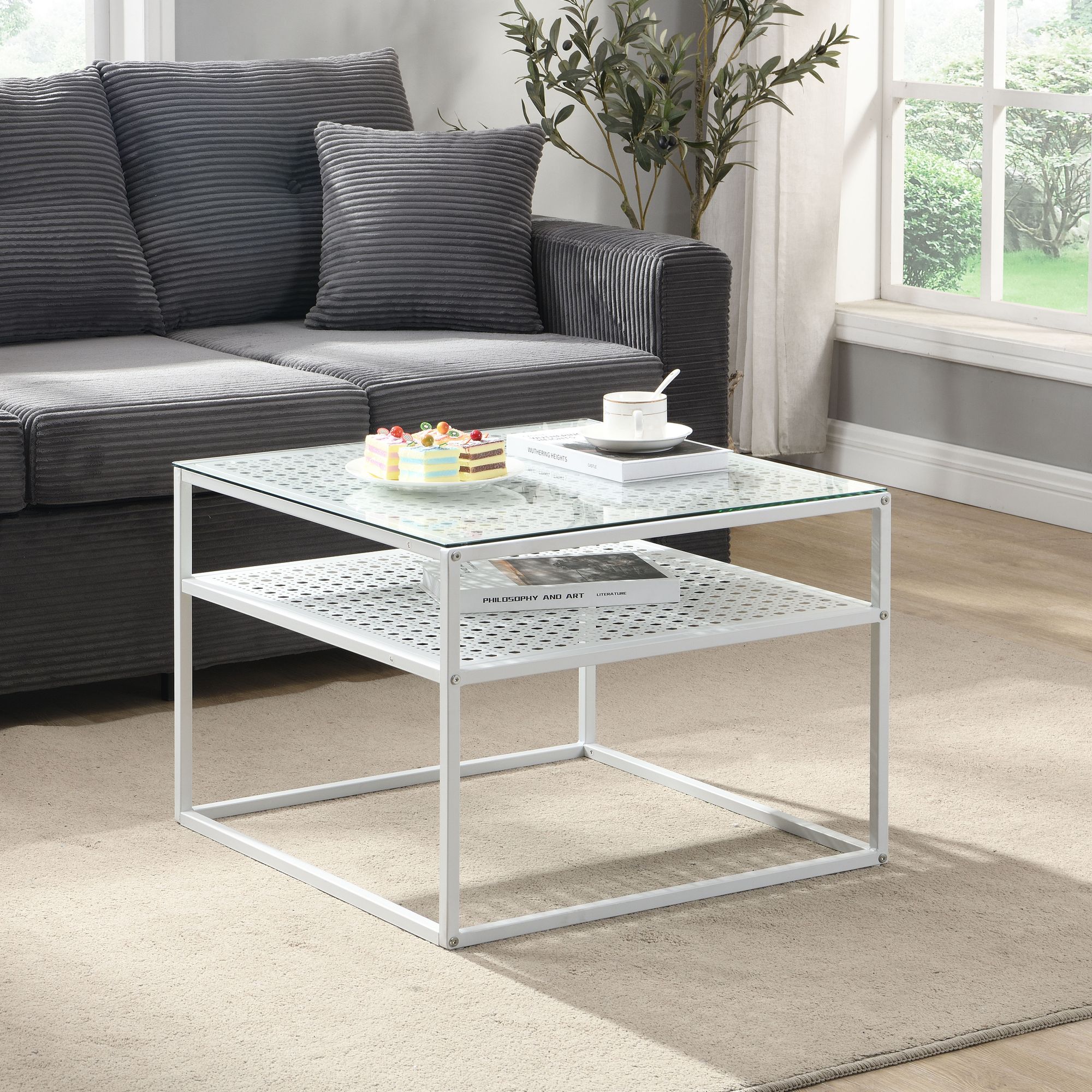 Couchtisch Jelling Glas Weiß 60 × 60 × 45 cm