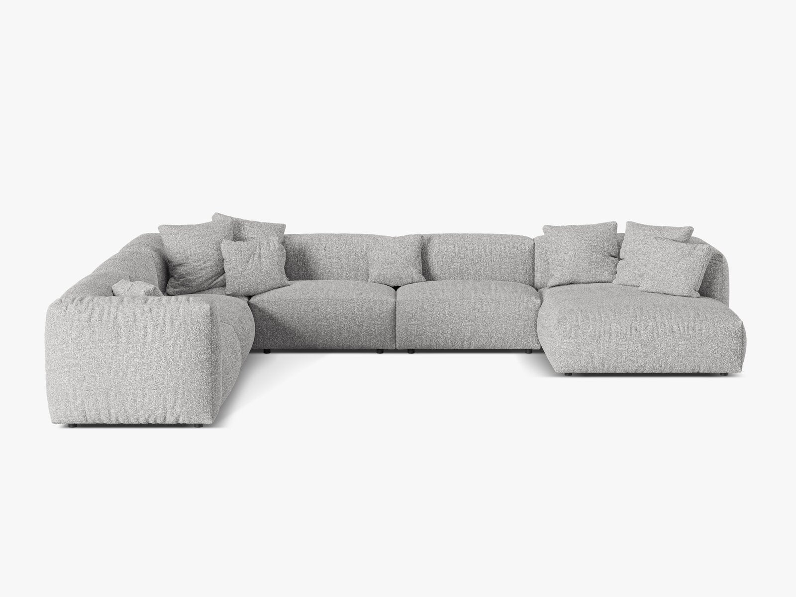 Micadoni modulares Ecksofa XL Martina 6-Sitzer Links Boucle Monet Silber