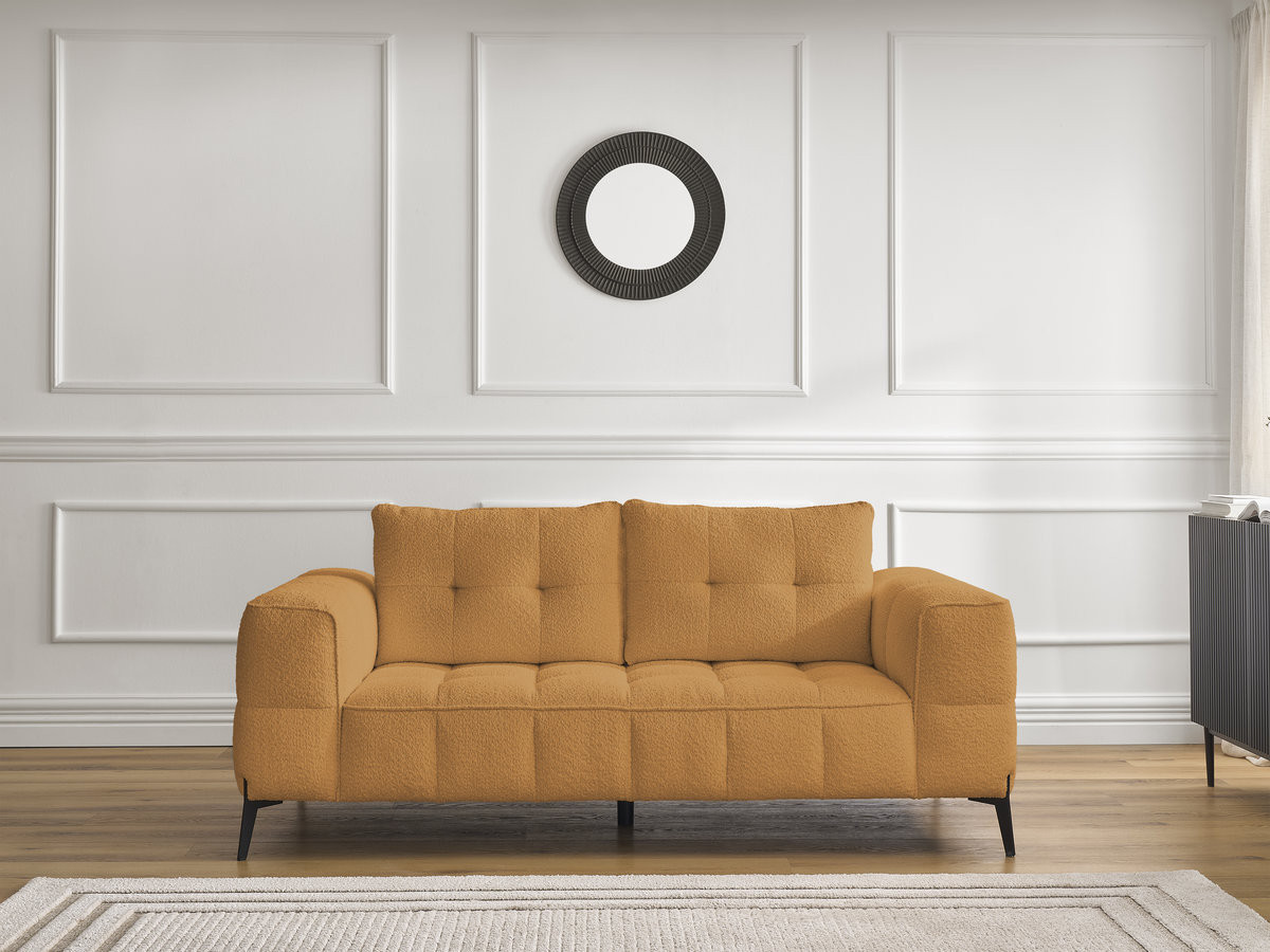 Bobochic Anis Sofa 2-Sitzer Bouclé-Stoff Gelb
