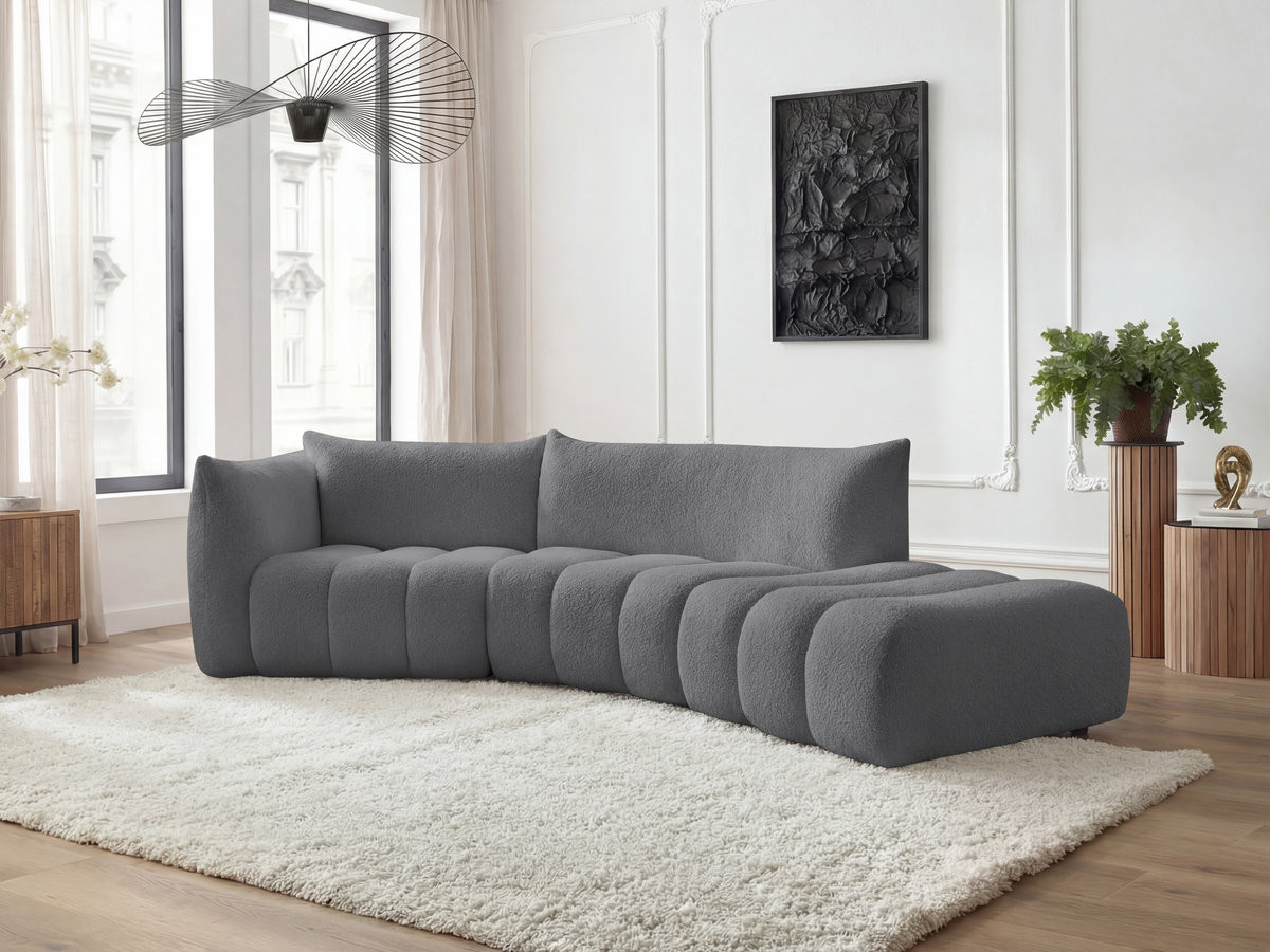 Bobochic Azra Ecksofa 325 × 112 cm Bouclé-Stoff Dunkelgrau Ecke links
