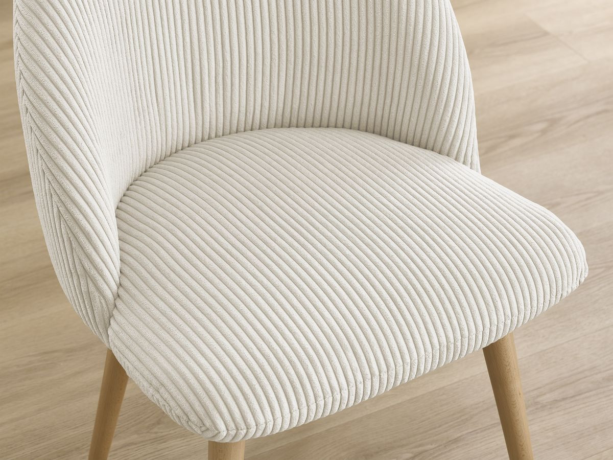 Bobochic Lalie Esszimmerstuhl 2er-Set mit skandinavischen Holzbeinen Cordsamt Beige
