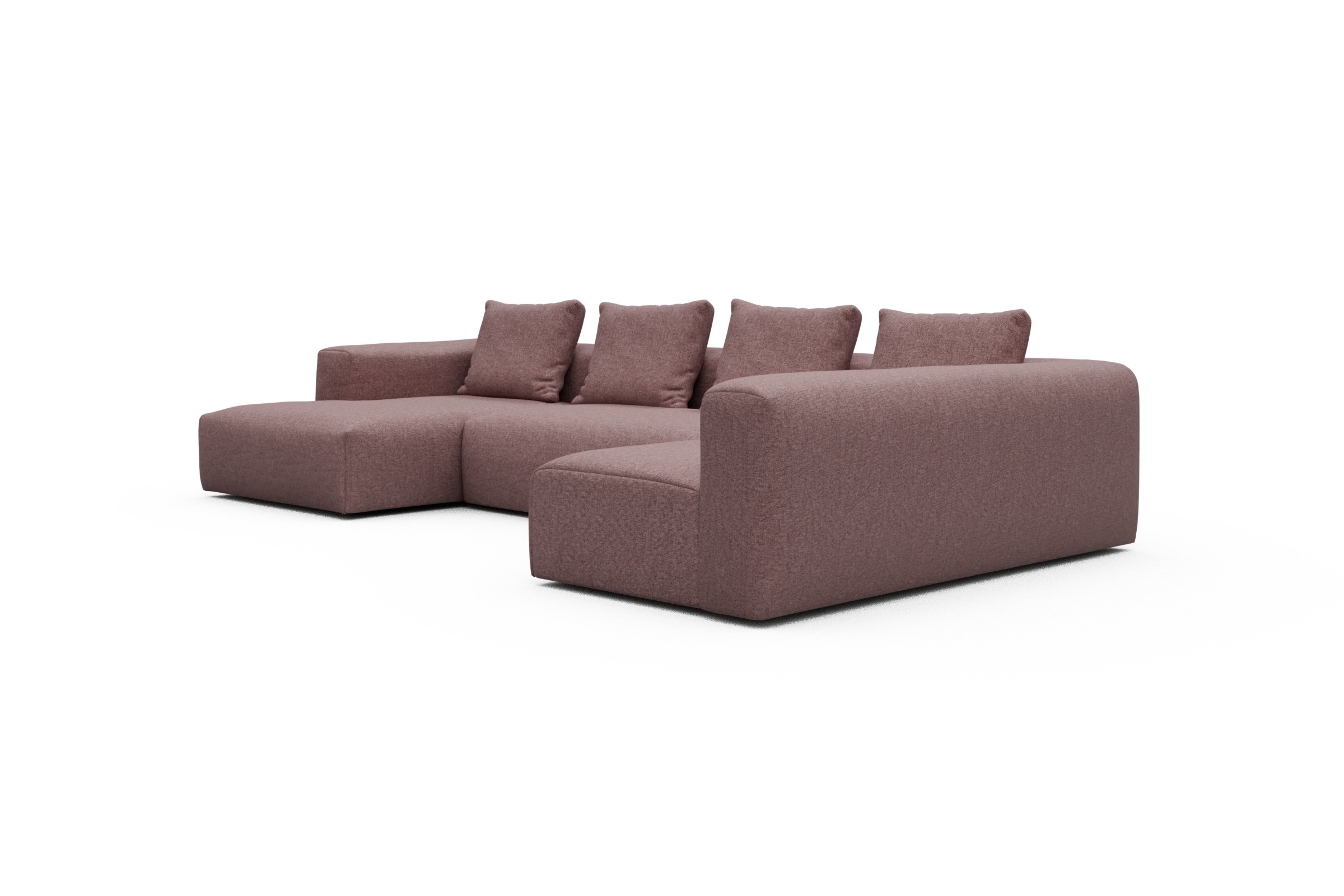 Wohnlandschaft Fred Chaiselongue links mit 2-Sitzer und lange Armlehne rechts Sama-Flamingo