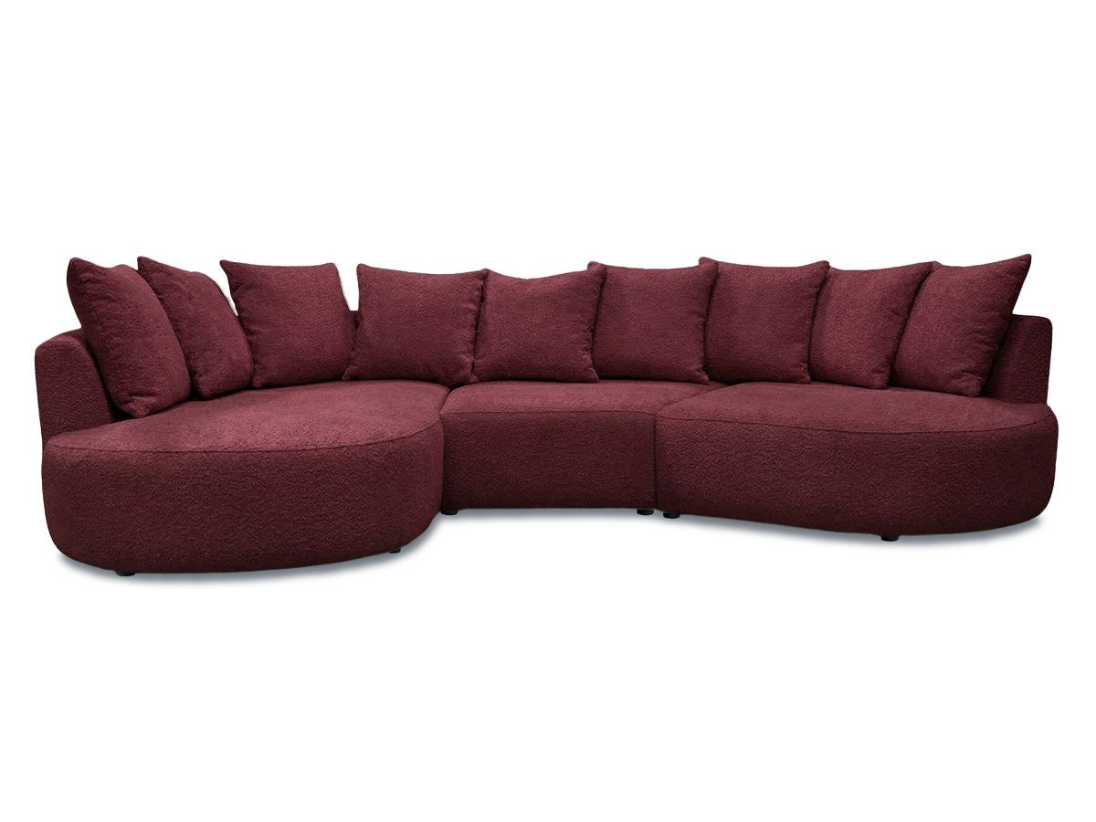 Bobochic Calypso Ecksofa Bouclé-Stoff Bordeaux Ecke links