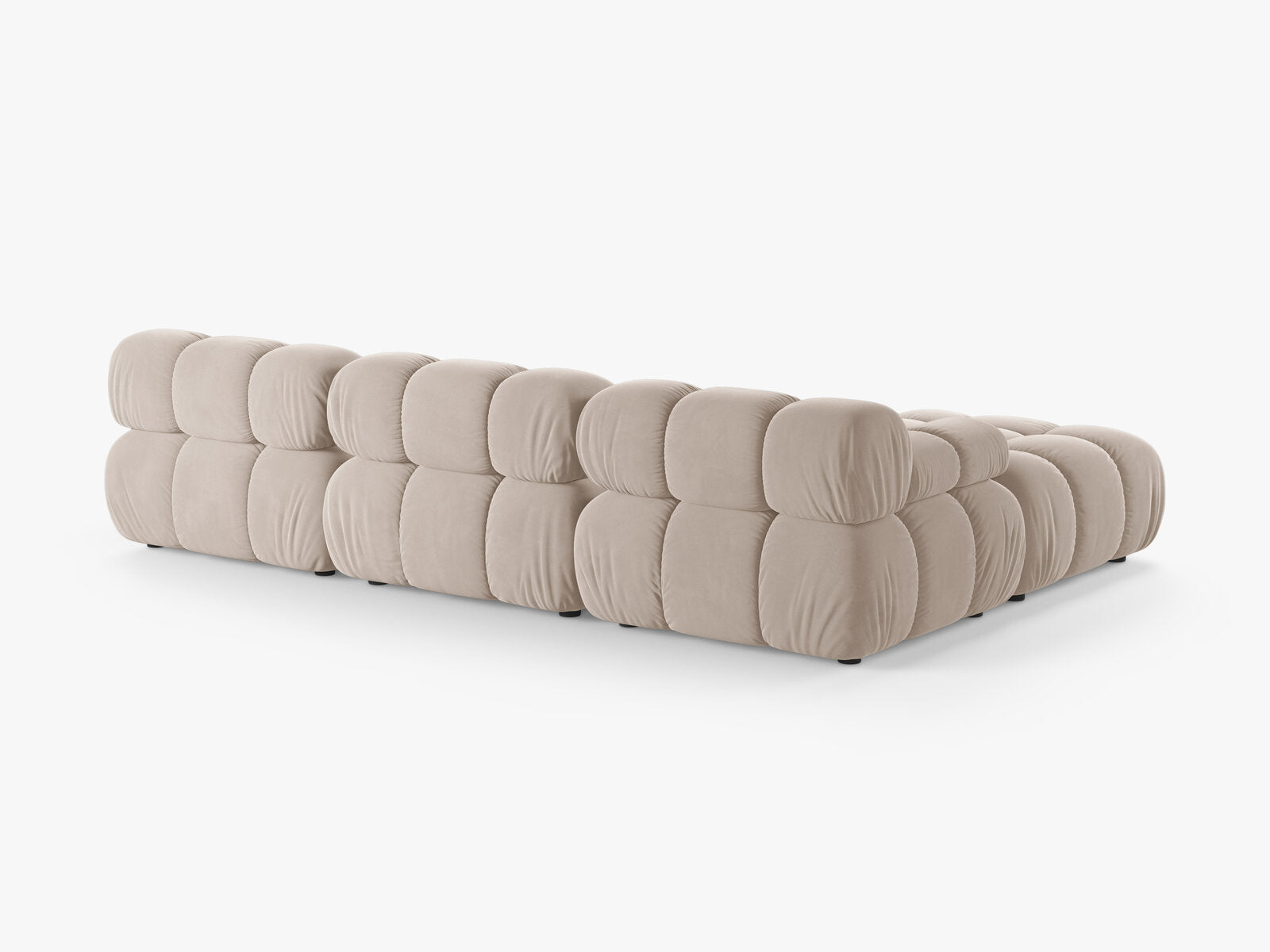 Micadoni Modulares Sofa Bellis 4-Sitzer mit flachem Modul Samt Venus Helles Beige