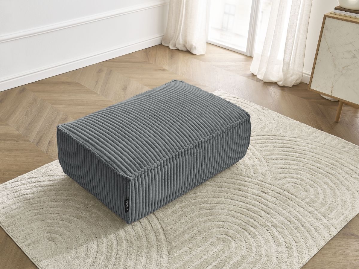 Bobochic Chelsea Pouf Breitcord weich Dunkelgrau