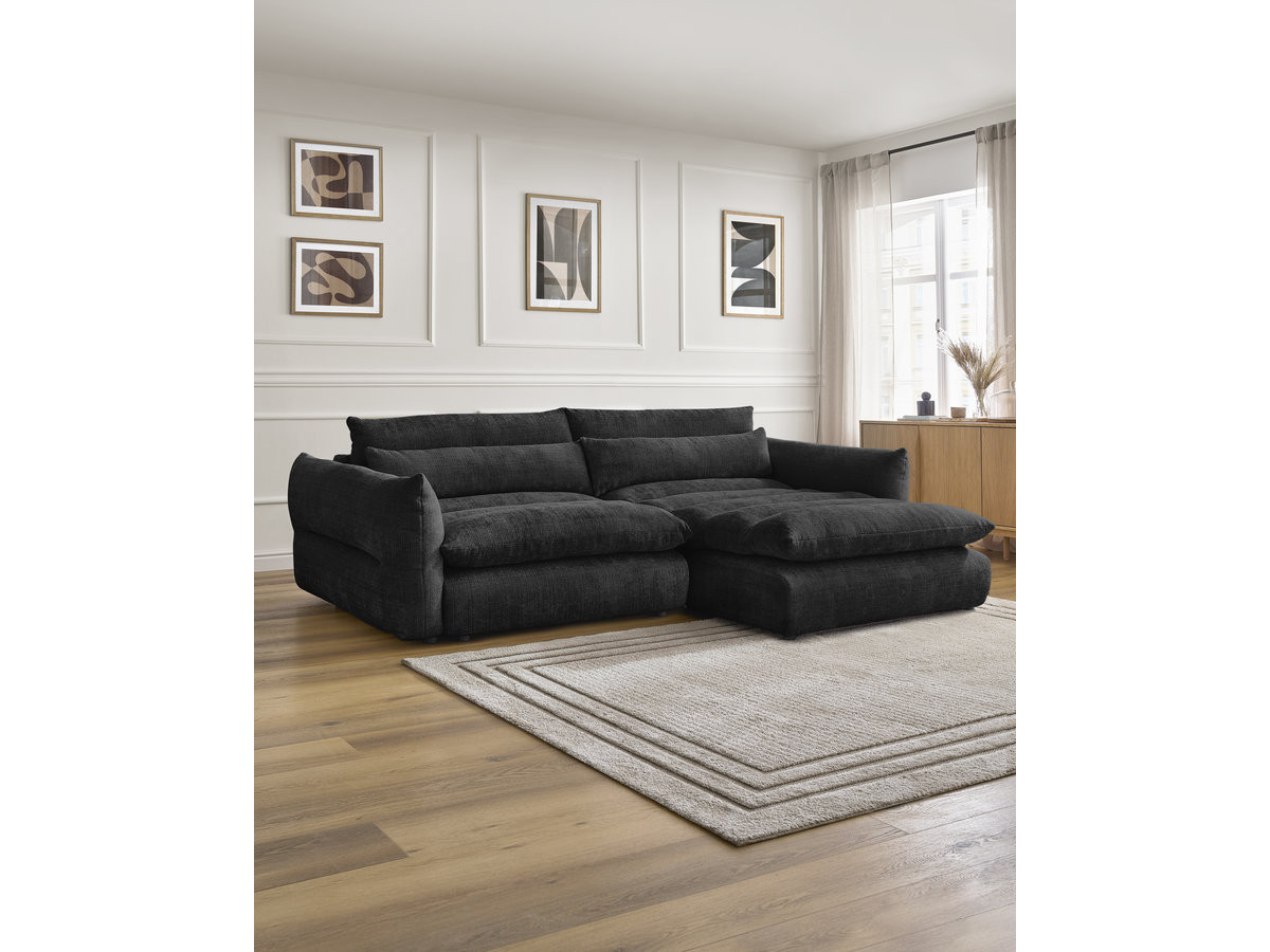 Bobochic Neil Ecksofa Strukturstoff Schwarz Ecke rechts