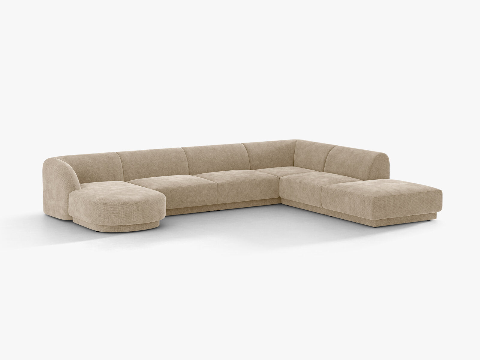 Micadoni Panorama-Ecksofa Miley 6-Sitzer Rechts Chenille Eden Beige