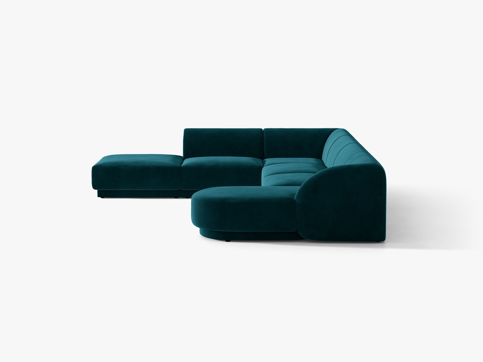 Micadoni Panorama-Ecksofa Miley 6-Sitzer Samt Venus Dunkel Petrol Links