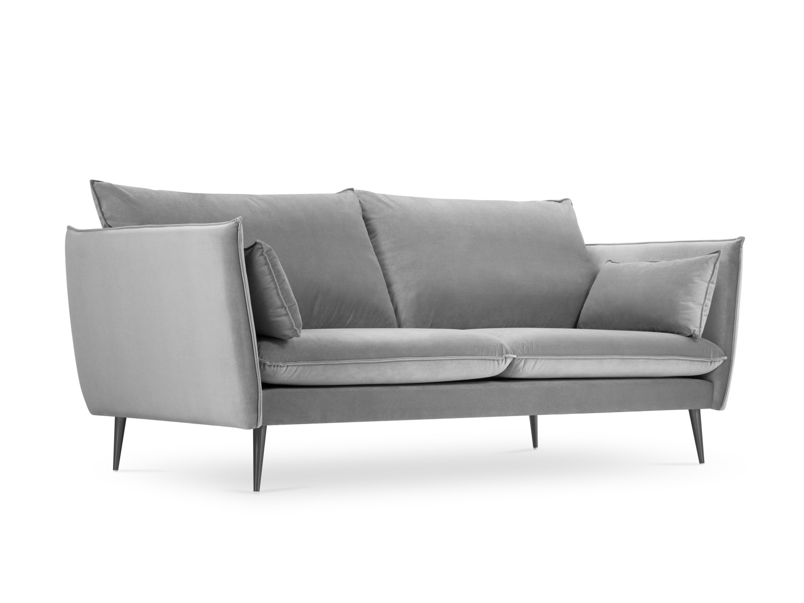 4-Sitzer Velvet Sofa Agate | Bezug Light Grey | Beinfarbe Black Metal